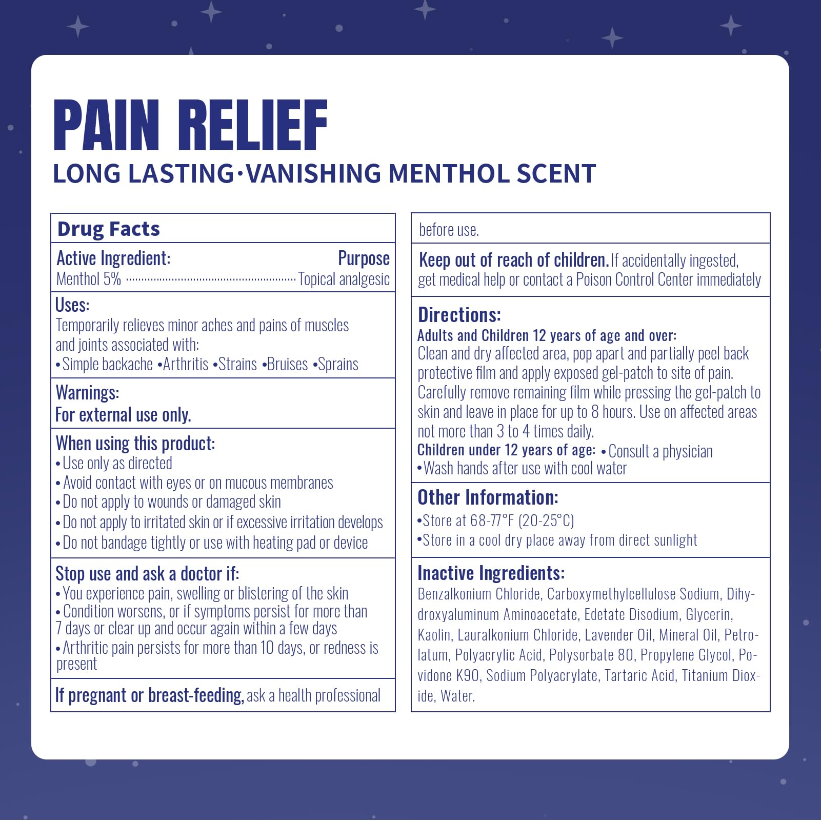 ZEEY 5% Menthol Overnight Pain Relief Patches, French Lavender Oil Pain Patch for Back, Knee, Neck, Shoulders, Joints, Muscle Soreness, Fast Acting, Topical Analgesic, Gel Patch, 3.94" x 2.76", 5Ct ZEEY buy supplements canada