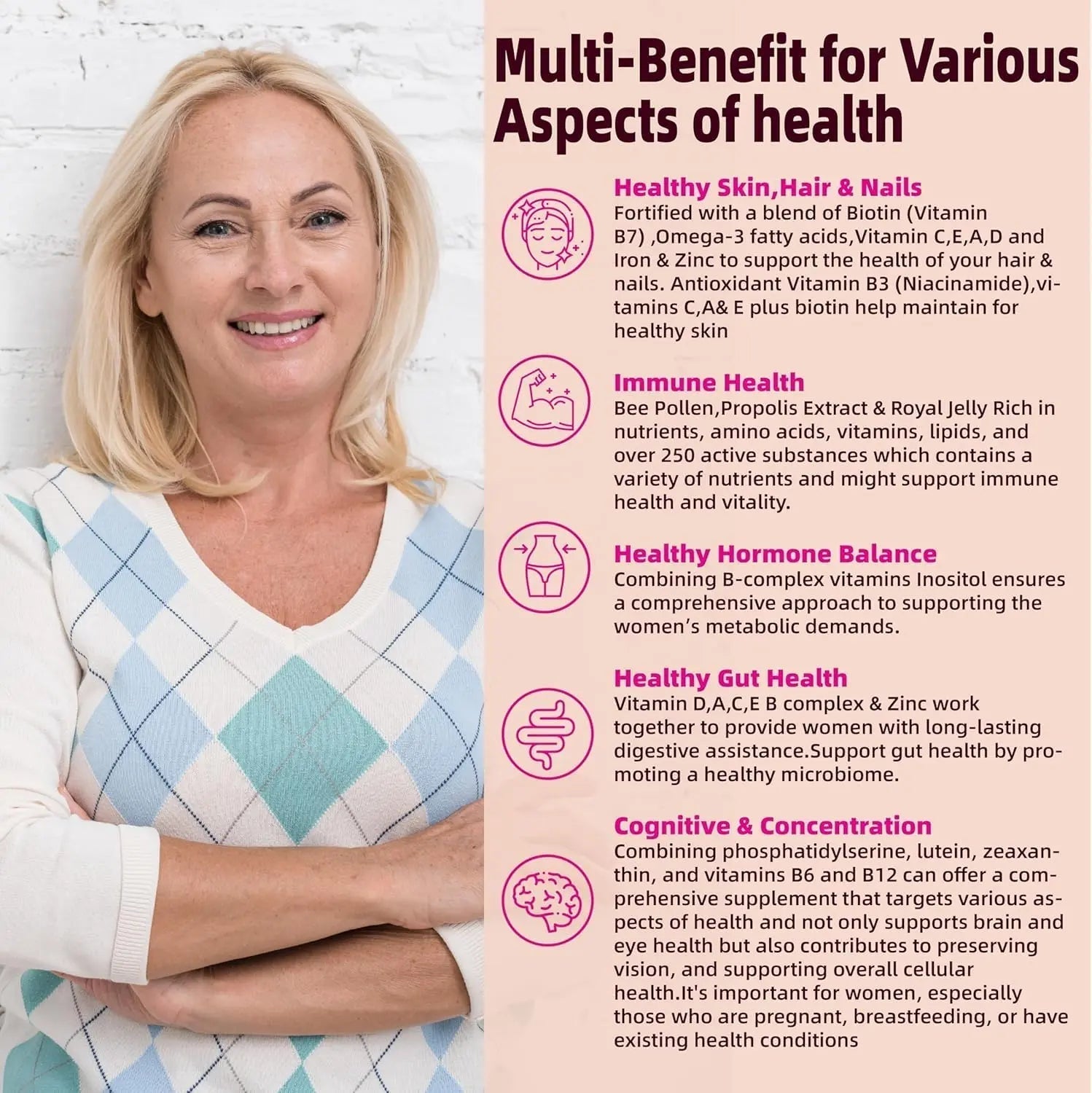 Lerinettia Multivitamin for Women Gummies for 40+ with Omega-3, Niacinamide, B-Complex, Lutein, Iron, Choline, Phosphatidylserine, Vitamin D3 Lerinettia buy supplements canada