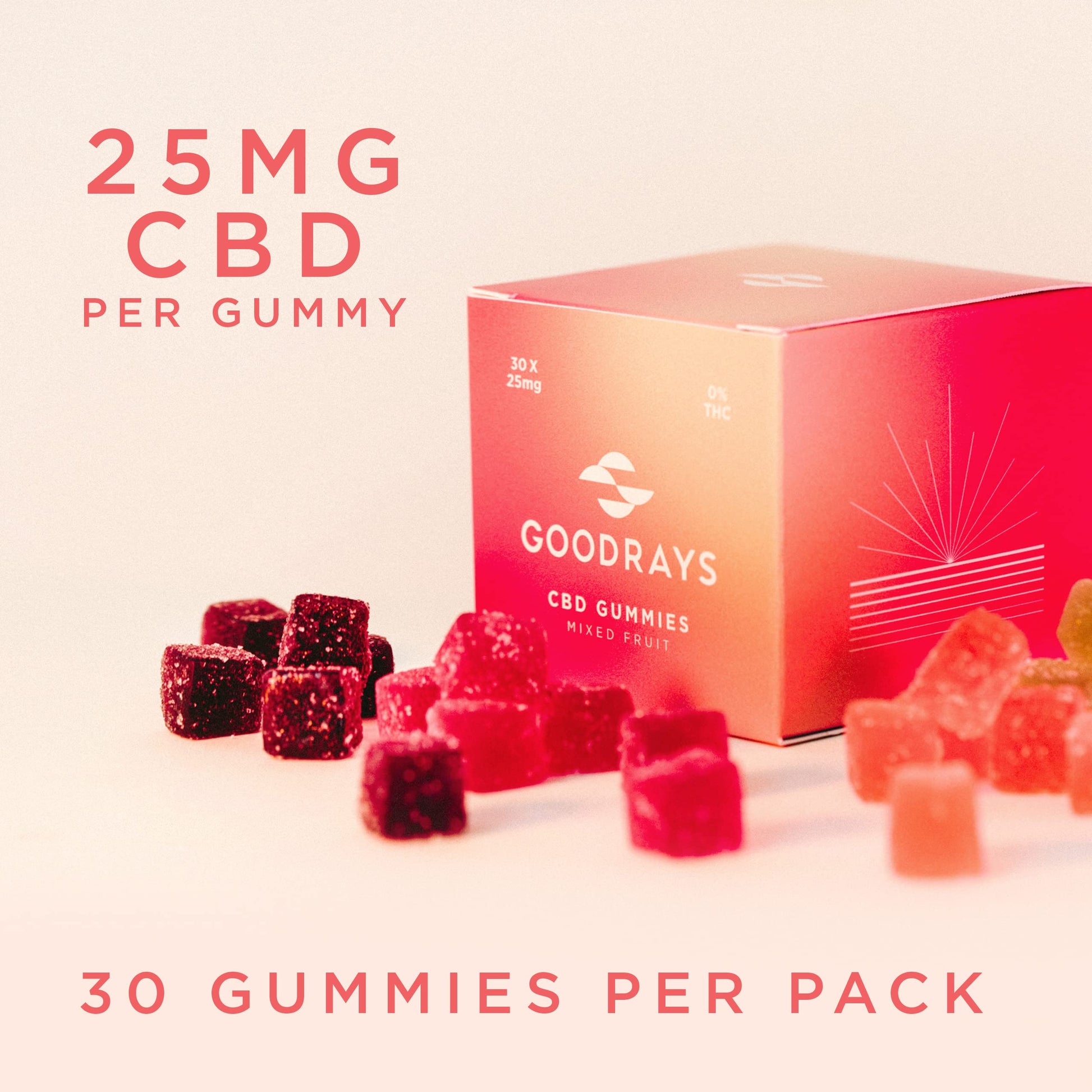 Goodrays - CBD Gummies - High Strength 30 x 25mg Mixed Fruits CBD Edibles Goodrays buy supplements canada