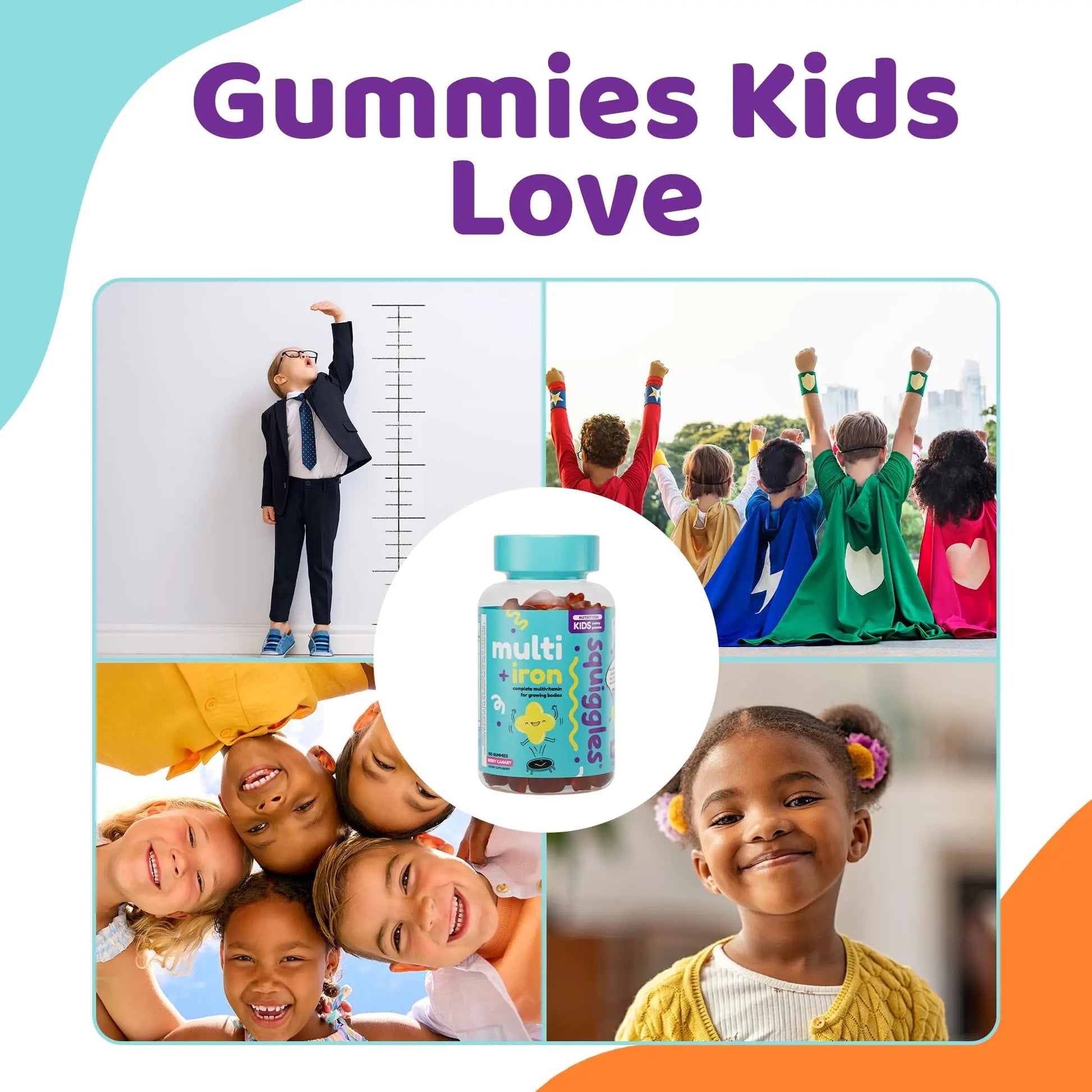 Squiggles Kids Multivitamin + Iron Gummies - Low Sugar Gummy Vitamins with Iron Supplements for Kids Squiggles buy supplements canada