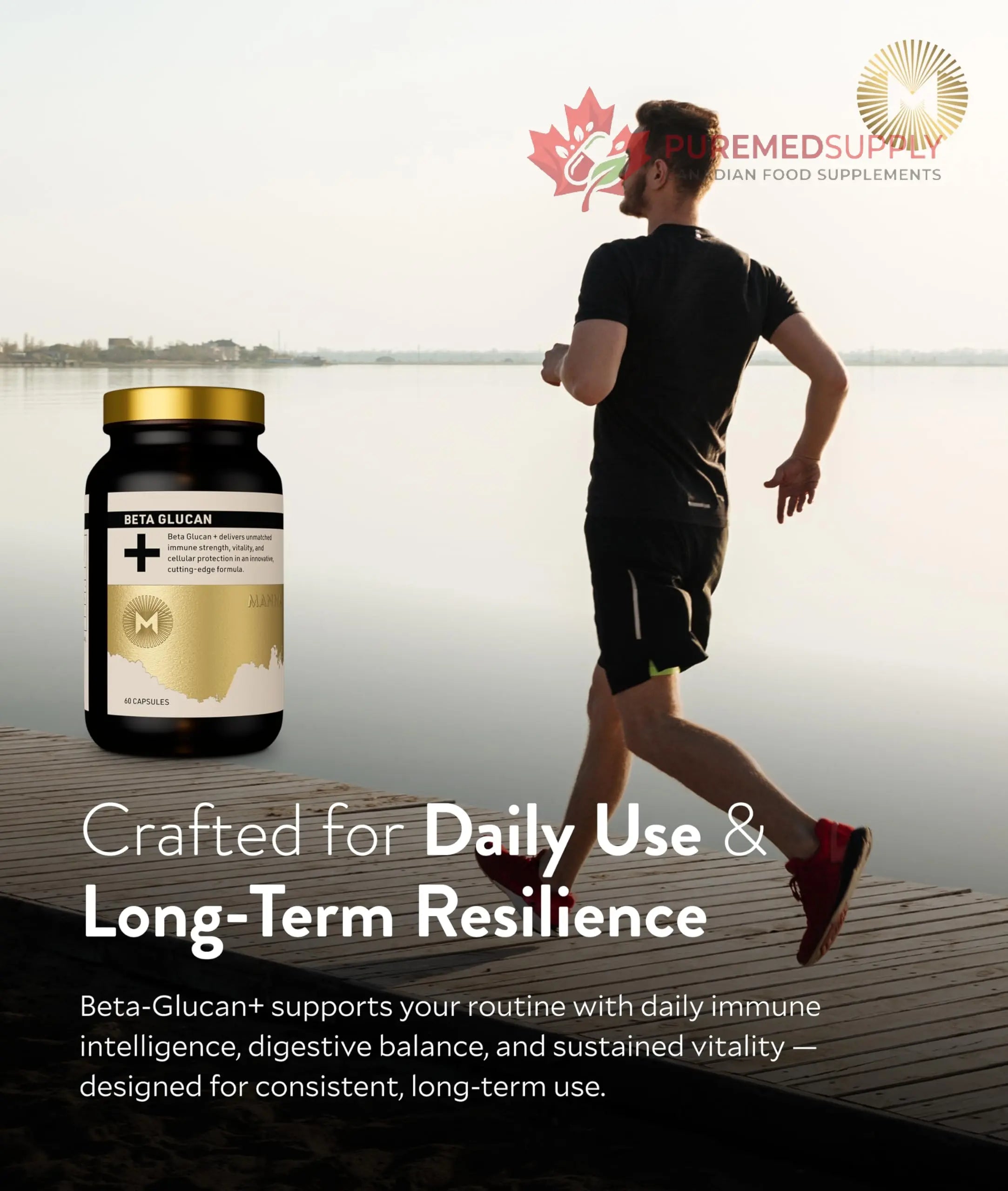 Manna Beta Glucan+ Capsules | 1000mg Beta Glucan Complex | Reishi Mushroom & Oats | Supplement for Immune Support, Heart Health, Cellular Renewal & Antioxidant Protection | 60 Count M Manna buy supplements canada