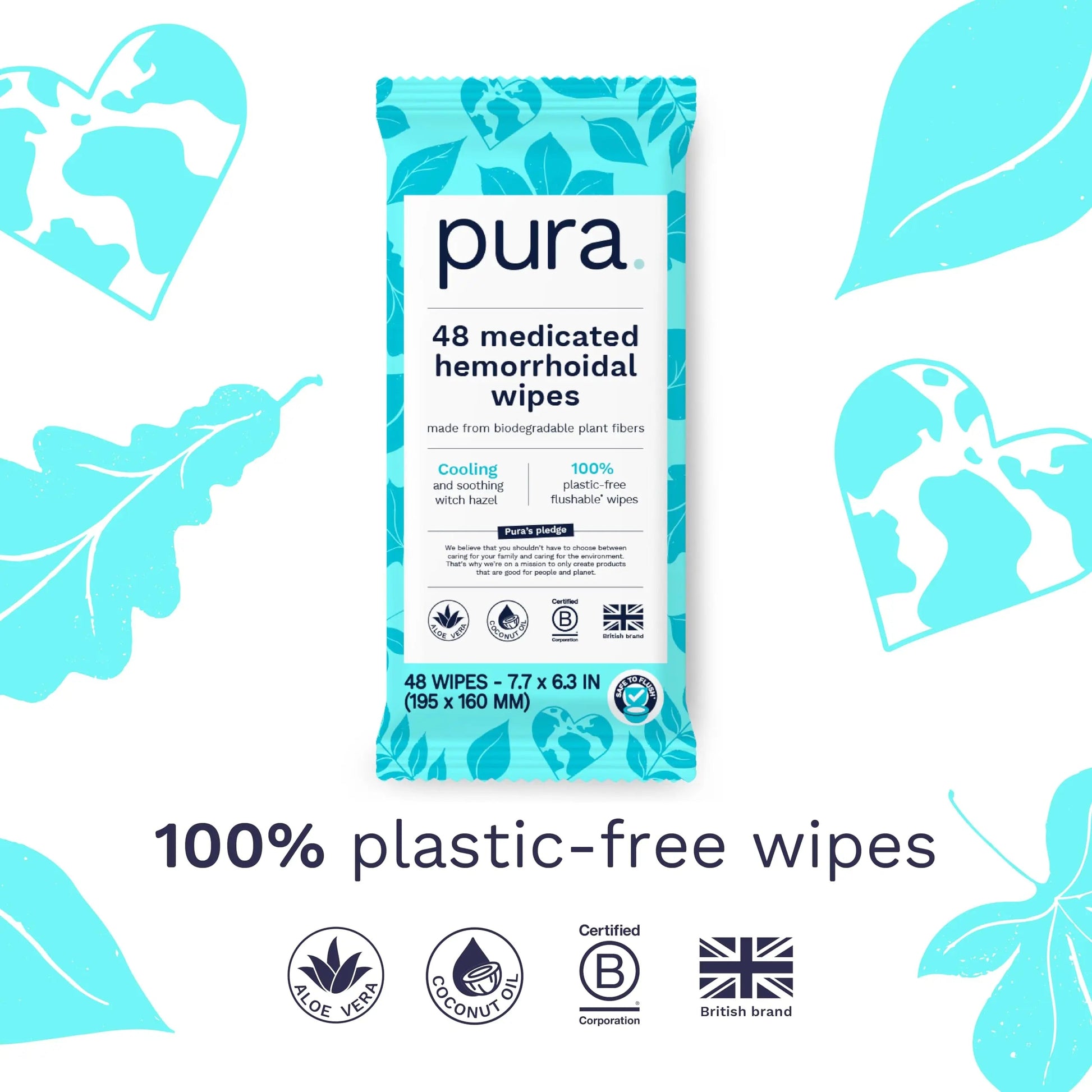 Pura Flushable Hemorrhoid Wipes XL, 48 Count, Medicated with Cooling Witch Hazel, Aloe & Coconut Oil, Fast Relief, Fragrance-Free, 100% Plastic-Free Pura buy supplements canada