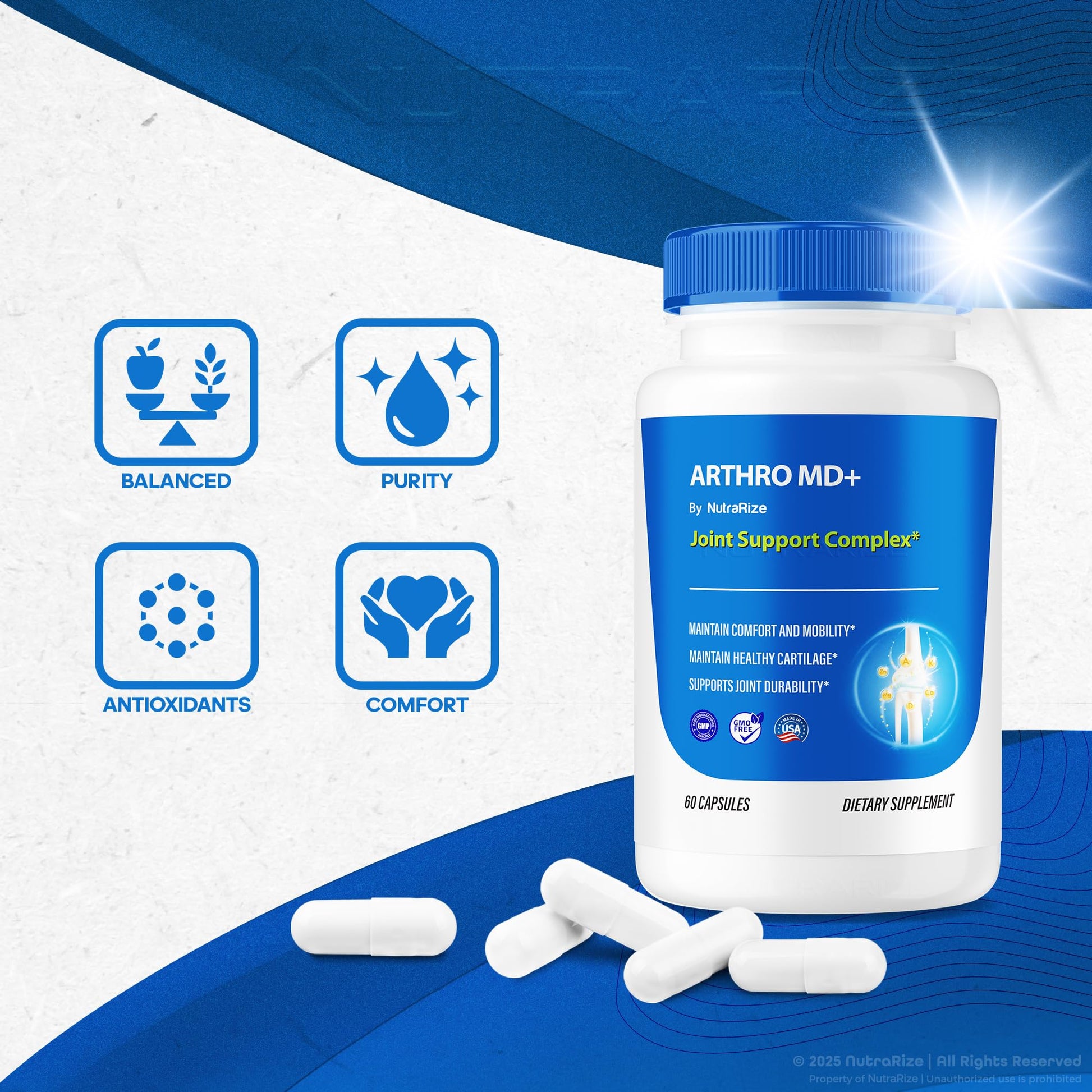 NutraRize (3 Pack) Arthro MD+ Capsules, Official Arthro MD Joint Support, All Natural Formula to Support Flexibility and Mobility, Premium Pills for Healthy Joints, Arthro M D Review (180 Capsules) NutraRize buy supplements canada