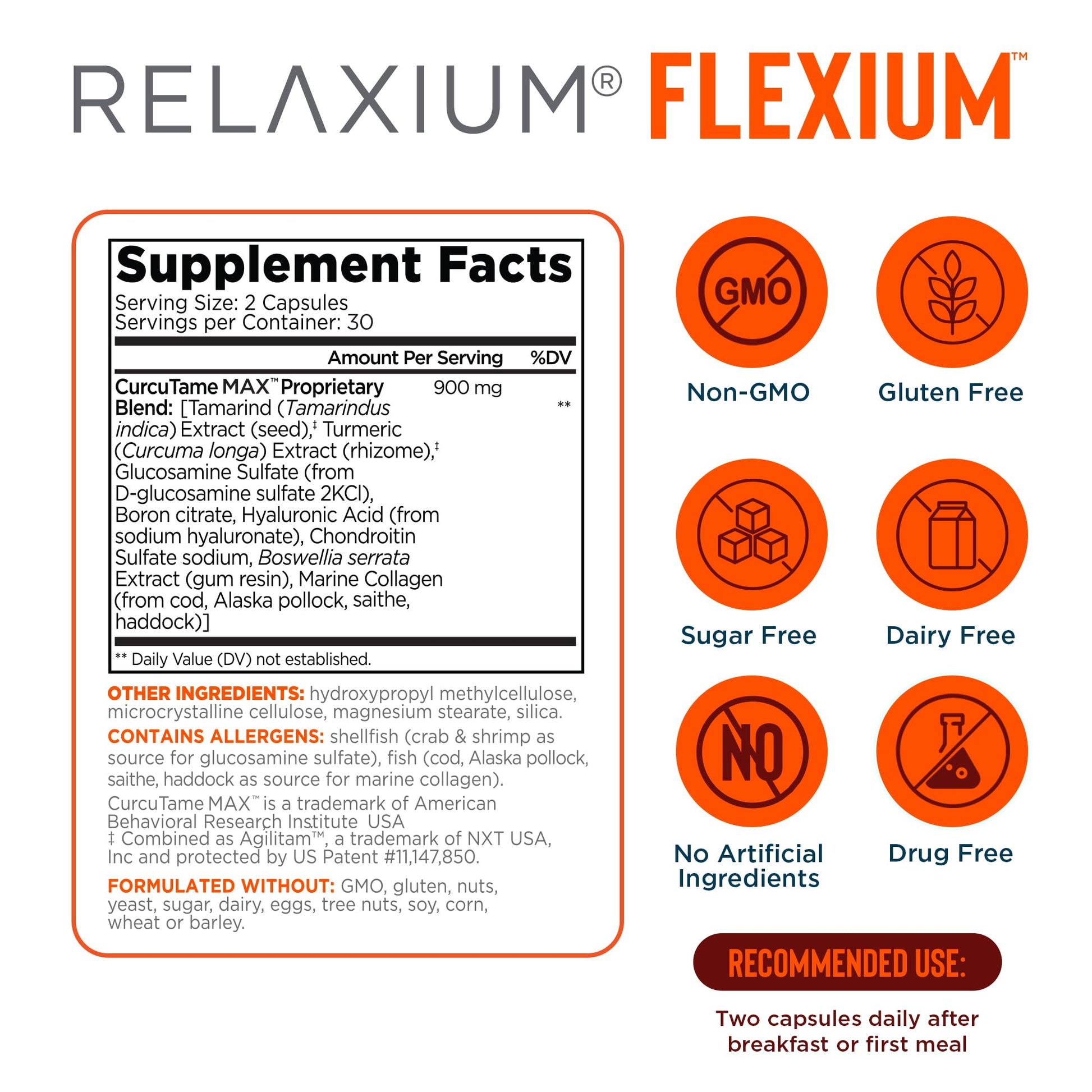 Relaxium Flexium Joint Support Supplement, Drug-Free, with CurcuTame Blend, Turmeric Supplement Formulated to Support Comfort and Mobility, 60 Capsules Relaxium buy supplements canada