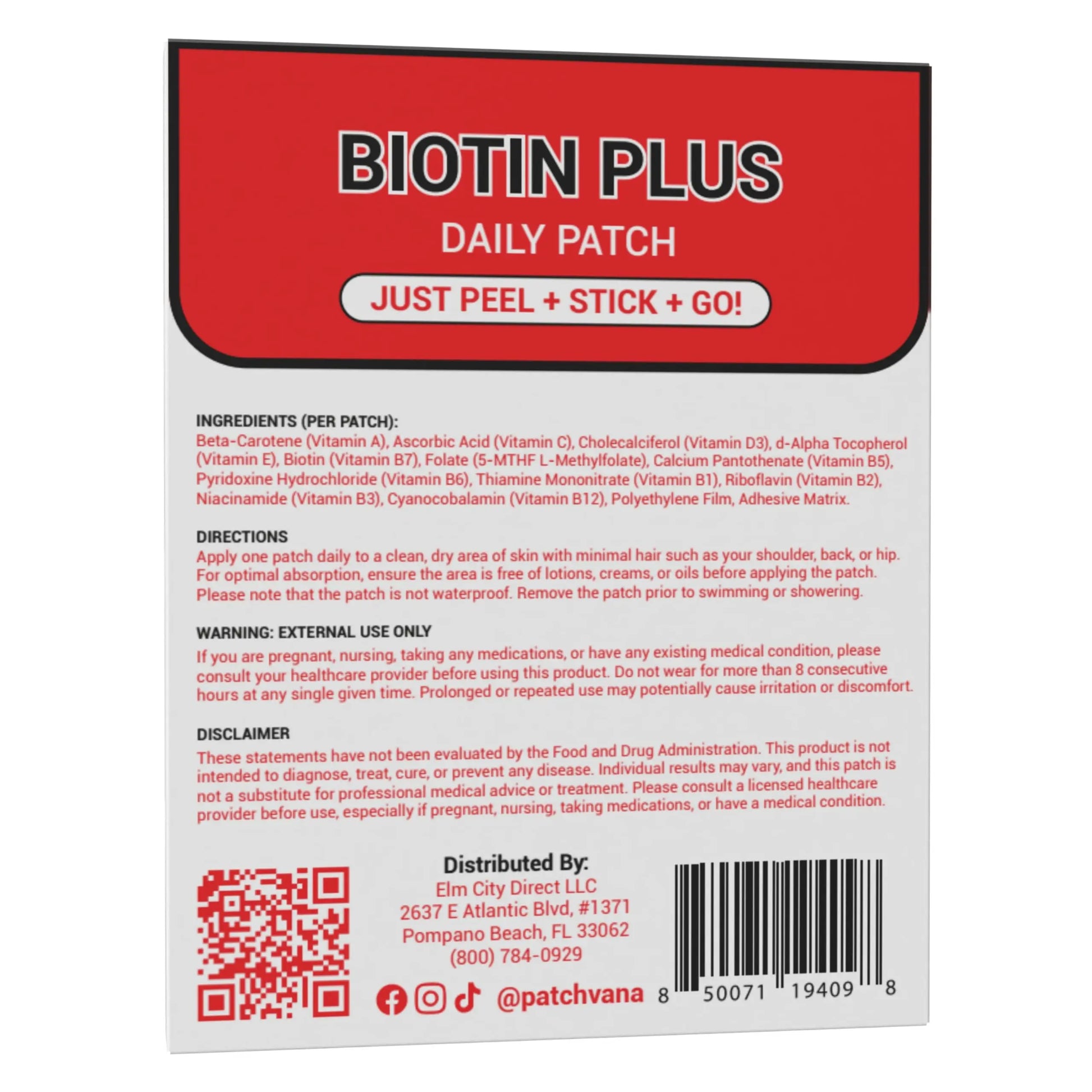 Patchvana Biotin Plus Patch for Women & Men, 1 Month Supply, 30 Patches Patchvana buy supplements canada