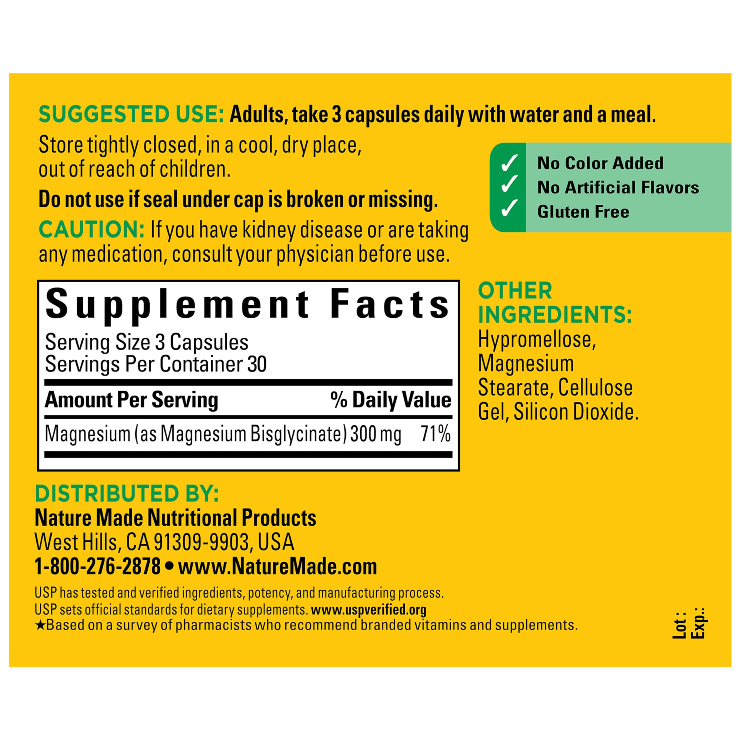 Nature Made High Absorption Magnesium Glycinate 300mg per 3 Capsules, Magnesium Supplement for Muscle, Heart, Nerve and Bone Support, 90 Magnesium Bisglycinate Capsules, 30 Day Supply Nature Made buy supplements canada