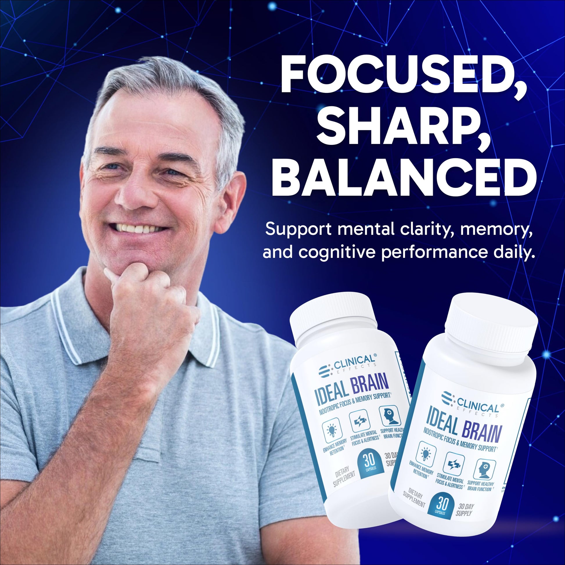 Clinical Effects Ideal Brain - Dietary Supplement for Nootropic Focus and Memory Support - 30 Capsules - B Vitamins, GABA, Alpha-GPC - Helps Support Mental Focus, and Optimal Brain Function Clinical Effects buy supplements canada