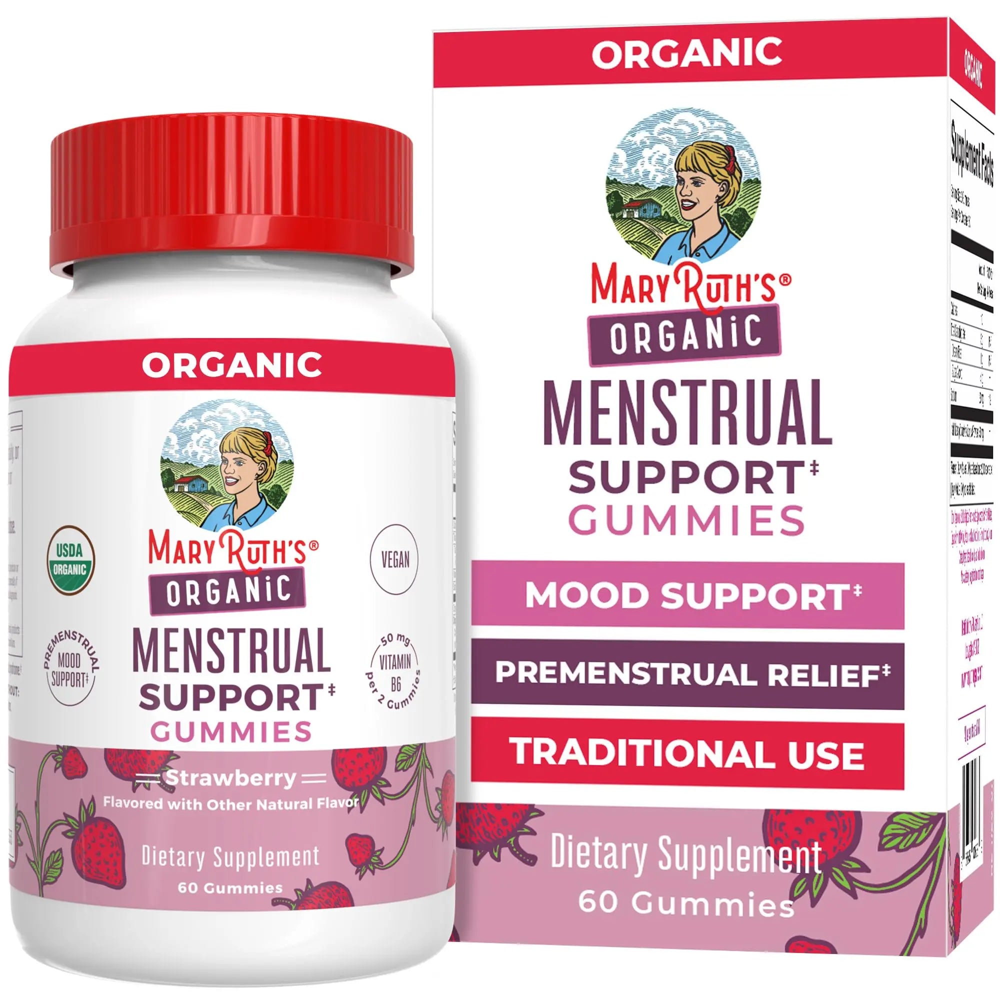 Organic Menstrual Support Gummies by MaryRuth's | for The Relief of Common Symptoms of Premenstrual Syndrome | PMS Support | Premenstrual Mood Support | USDA Organic | Non-GMO | Vegan | 30 Servings MARYRUTH'S buy supplements canada