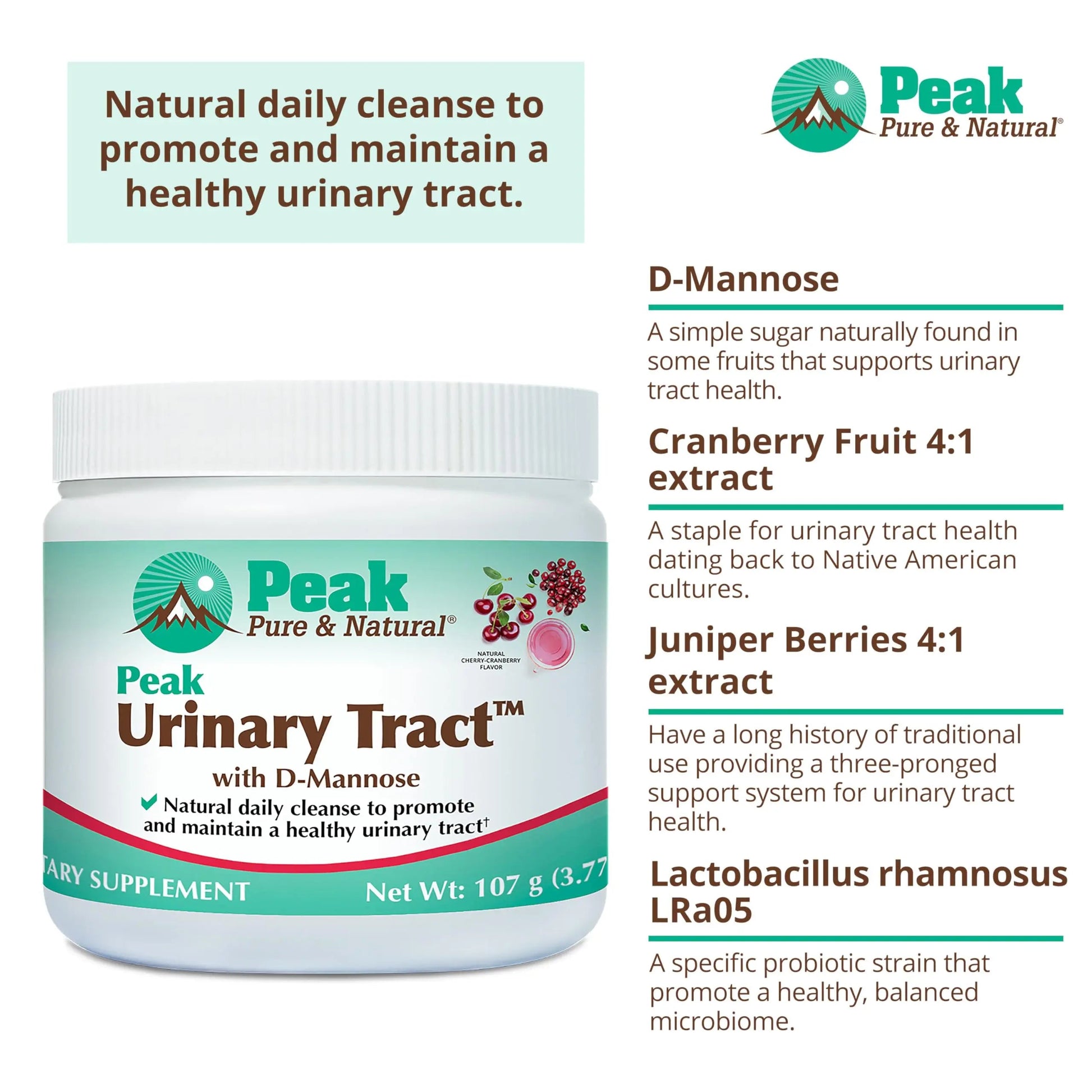 Peak Urinary Tract Supplement Powder - Cranberry and D-Mannose Powder with Juniper Berries and Probiotics for Urinary Tract Health, Ph Balance, UTI Defense - Vegan, Gluten Free (30 Day Supply) Peak Pure & Natural buy supplements canada