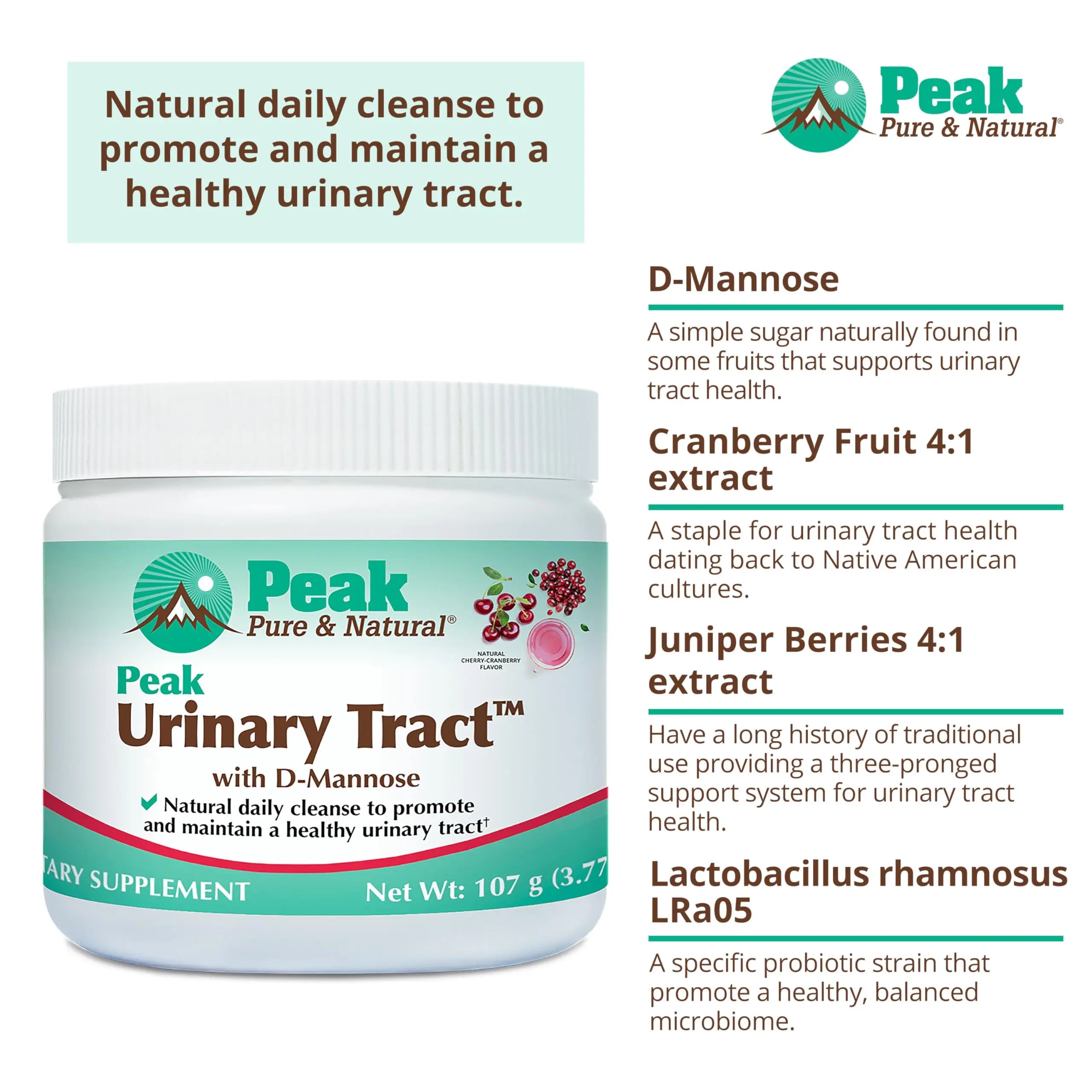 Peak Urinary Tract Supplement Powder - Cranberry and D-Mannose Powder with Juniper Berries and Probiotics for Urinary Tract Health, Ph Balance, UTI Defense - Vegan, Gluten Free (30 Day Supply) Peak Pure & Natural buy supplements canada