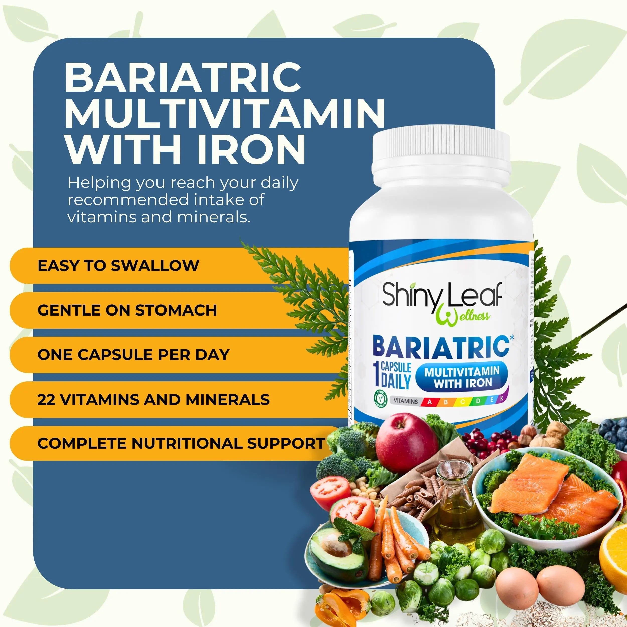 Bariatric Multivitamin with Iron One Capsule Per Day and CoQ10 100mg Supplement for Brain Health and Energy Management Shiny Leaf buy supplements canada