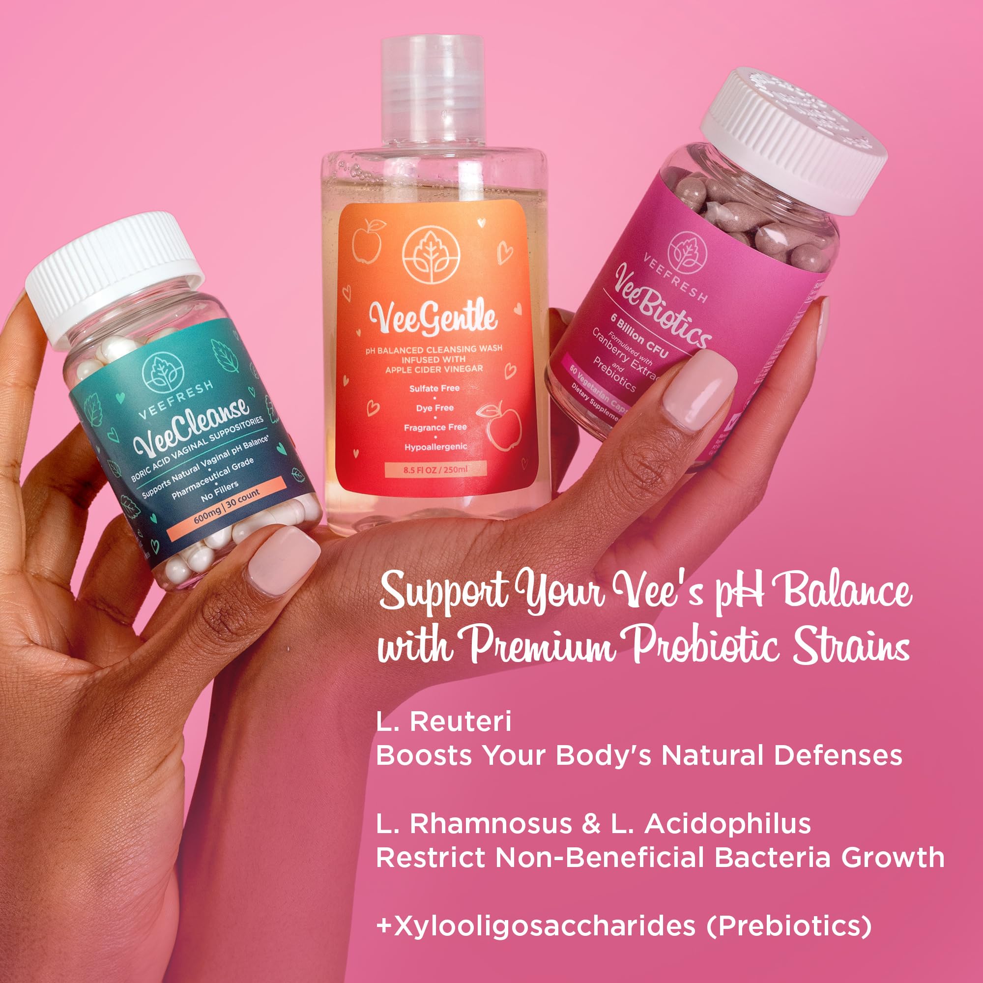 VeeBalance Bundle – Boric Acid Suppositories, Feminine Wash & Cranberry Probiotics for Women – pH Balance & Freshness Support VeeFresh buy supplements canada