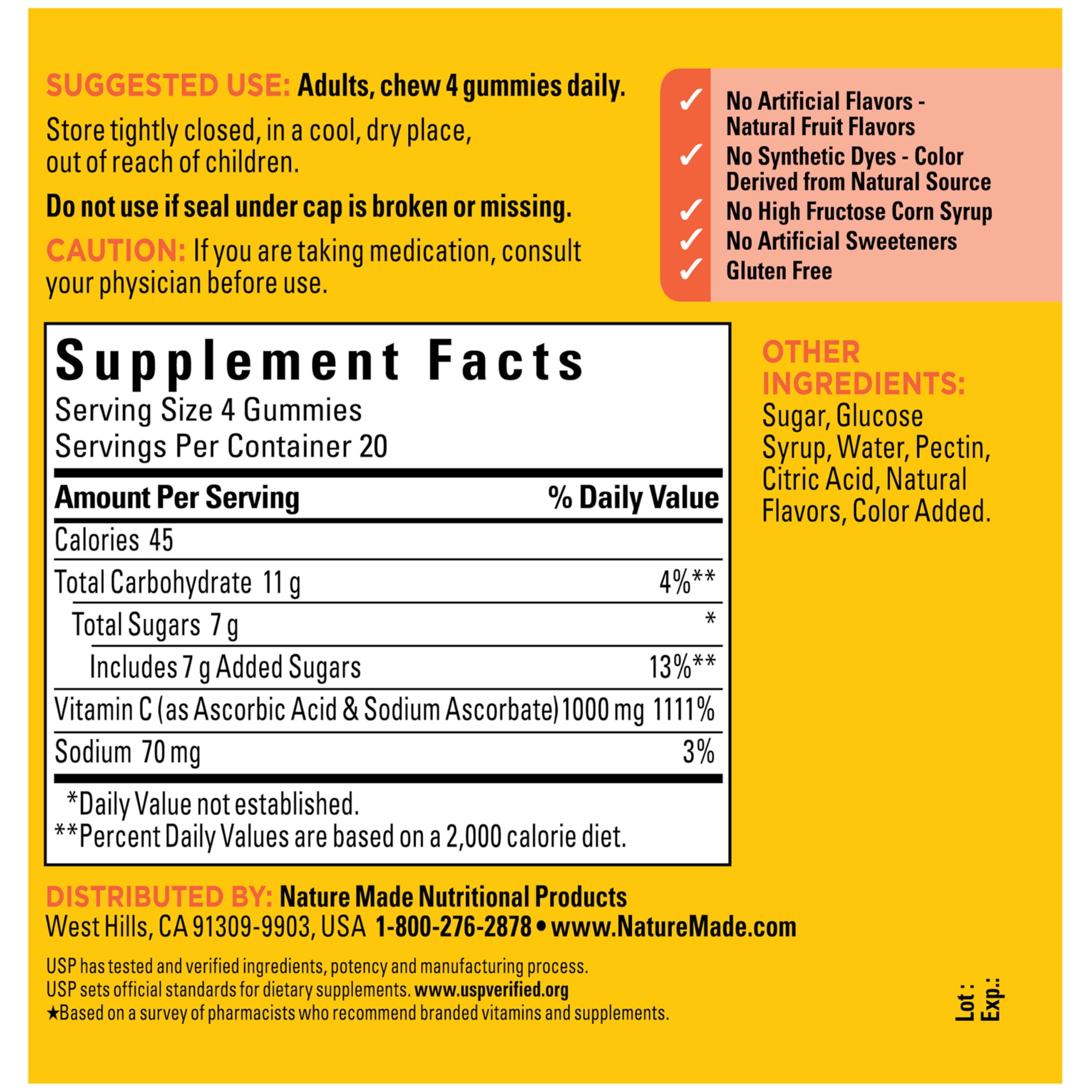 Nature Made Maximum Strength Dosage Vitamin C 1000mg per Serving, Immune Support Vitamin C Gummies for Adults, 80 Gummies, 20 Day Supply Nature Made buy supplements canada
