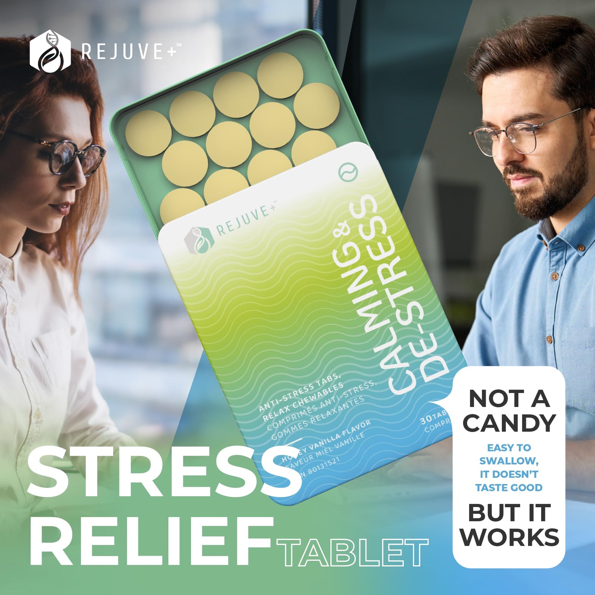 REJUVE+ Calm & Destress Nootropic Supplement – Brain Boost | L-Theanine, GABA, Ashwagandha, Vitamin D | Natural Stress Relief & Relaxation | Sleep Enhancer | Mood Enhancer | Honey Vanilla Flavor (1) REJUVE+ buy supplements canada