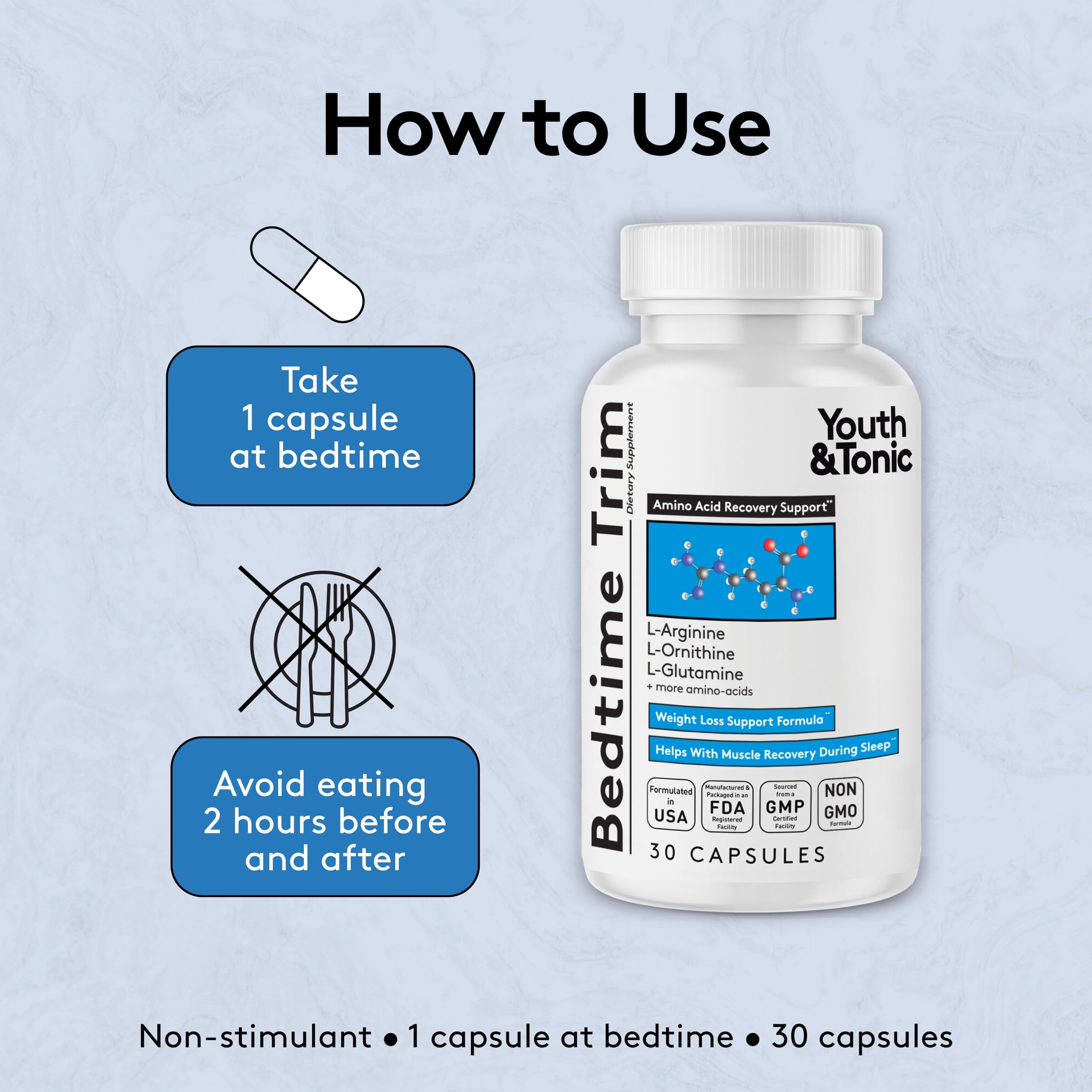 Youth & Tonic PM Bedtime Trim for Lean Appearance & Muscle Definition Support – Nighttime Amino Acids Supplement for Overnight Recovery, Men & Women, 30 Capsules Youth & Tonic buy supplements canada