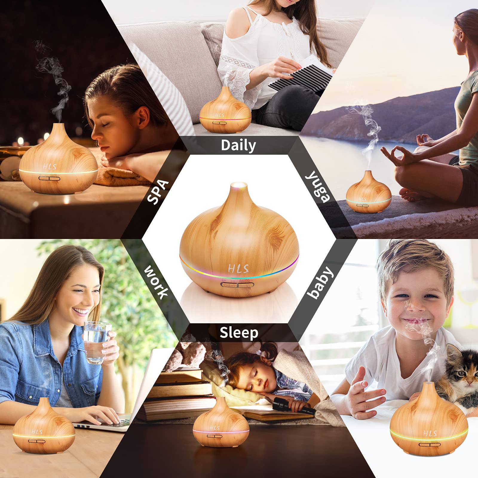 HLS 550ml Aroma Diffusers for Essential Oils Large Room with 10 Essential Oils,Ultrasonic Aromatherapy HLS buy supplements canada
