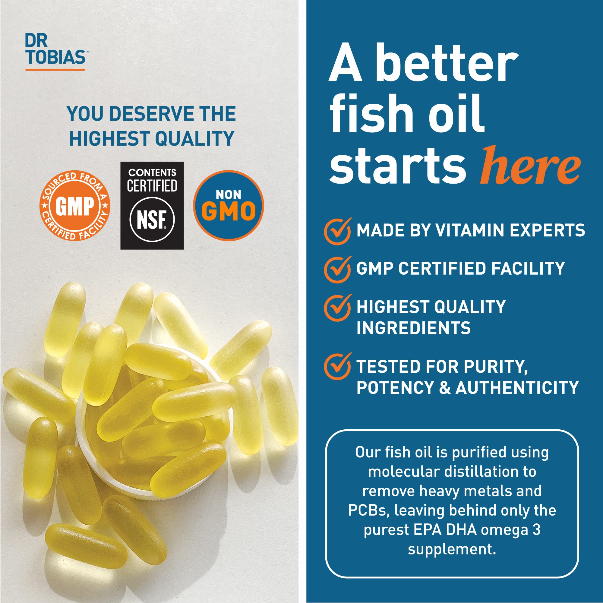 Dr. Tobias Omega 3 Fish Oil, 800 mg EPA 600 mg DHA Omega 3 Supplement for Heart Dr. Tobias buy supplements canada