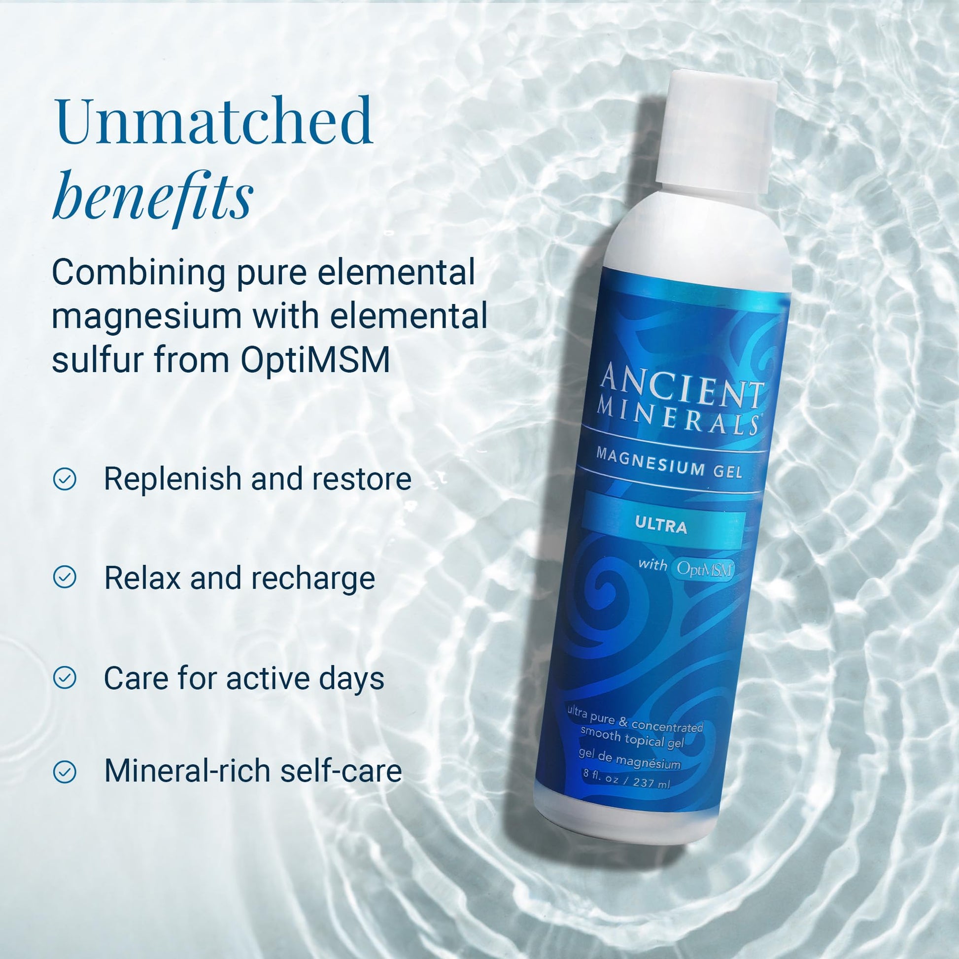 Ancient Minerals Magnesium Gel Ultra with OptiMSM and Aloe Vera - Topical Magnesium Gel Formula with MSM Best Used for Massage and Topical Application (8oz) Aus Healthcare buy supplements canada