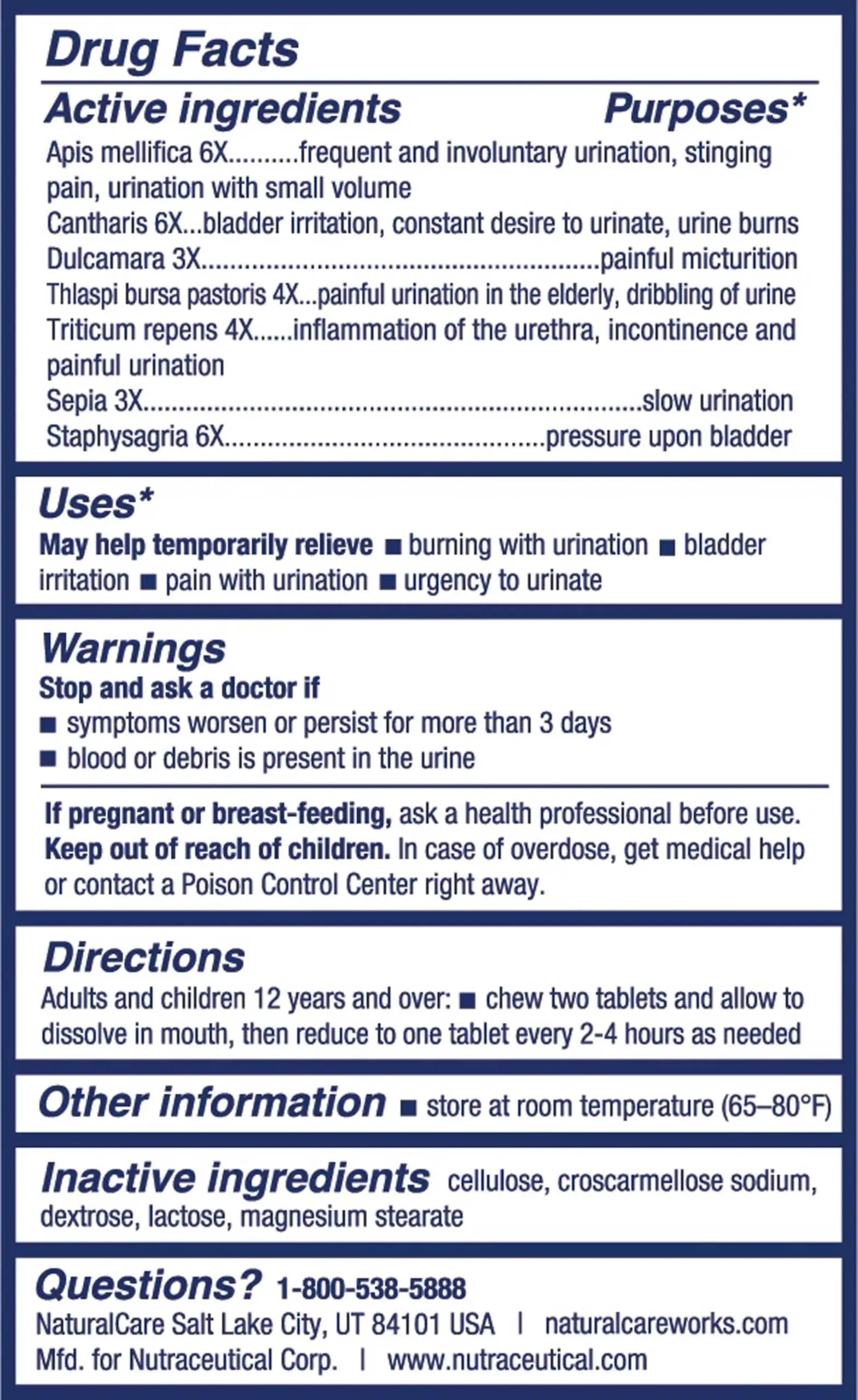 NaturalCare UTI Care Tablets - Fast-Acting Relief for Urinary Tract Infection, 60 Count NaturalCare buy supplements canada