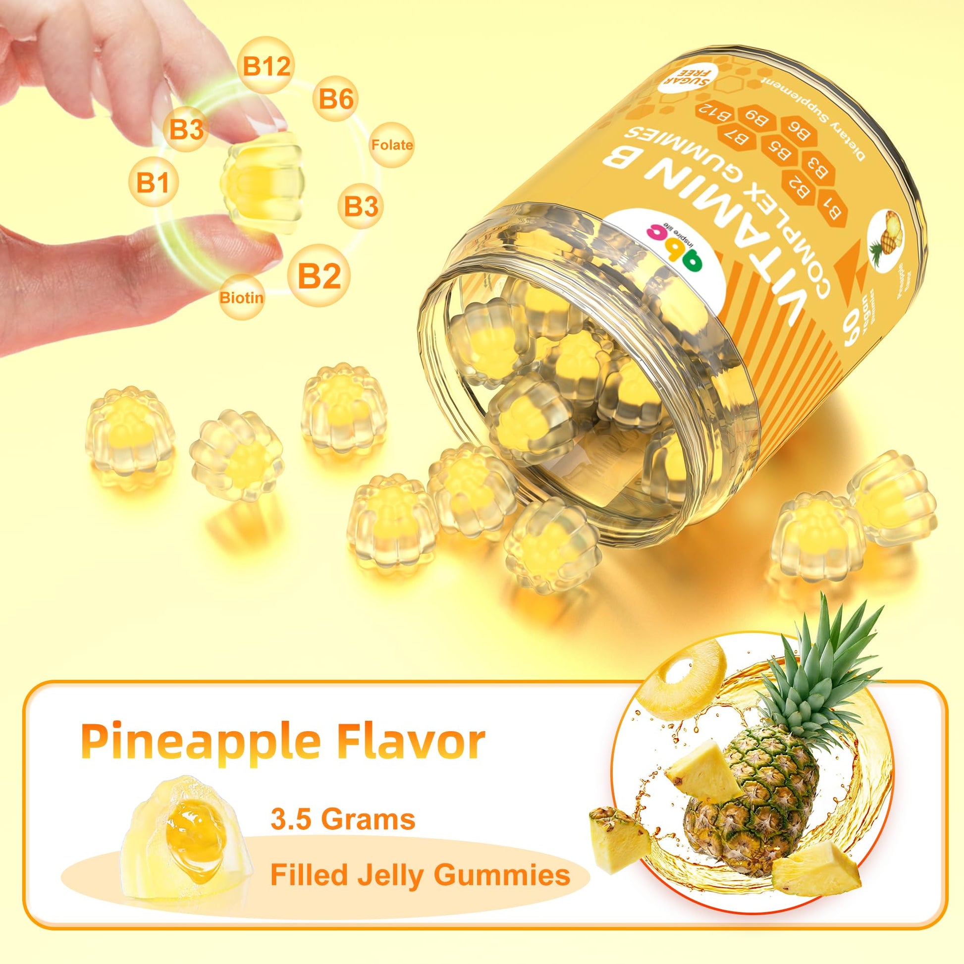 NEWOLITE Vitamin B Complex Gummies for Adult Kid-Pineapple Flavor-Chewable Supplement with 8 Essential B Vitamins NEWOLITE buy supplements canada