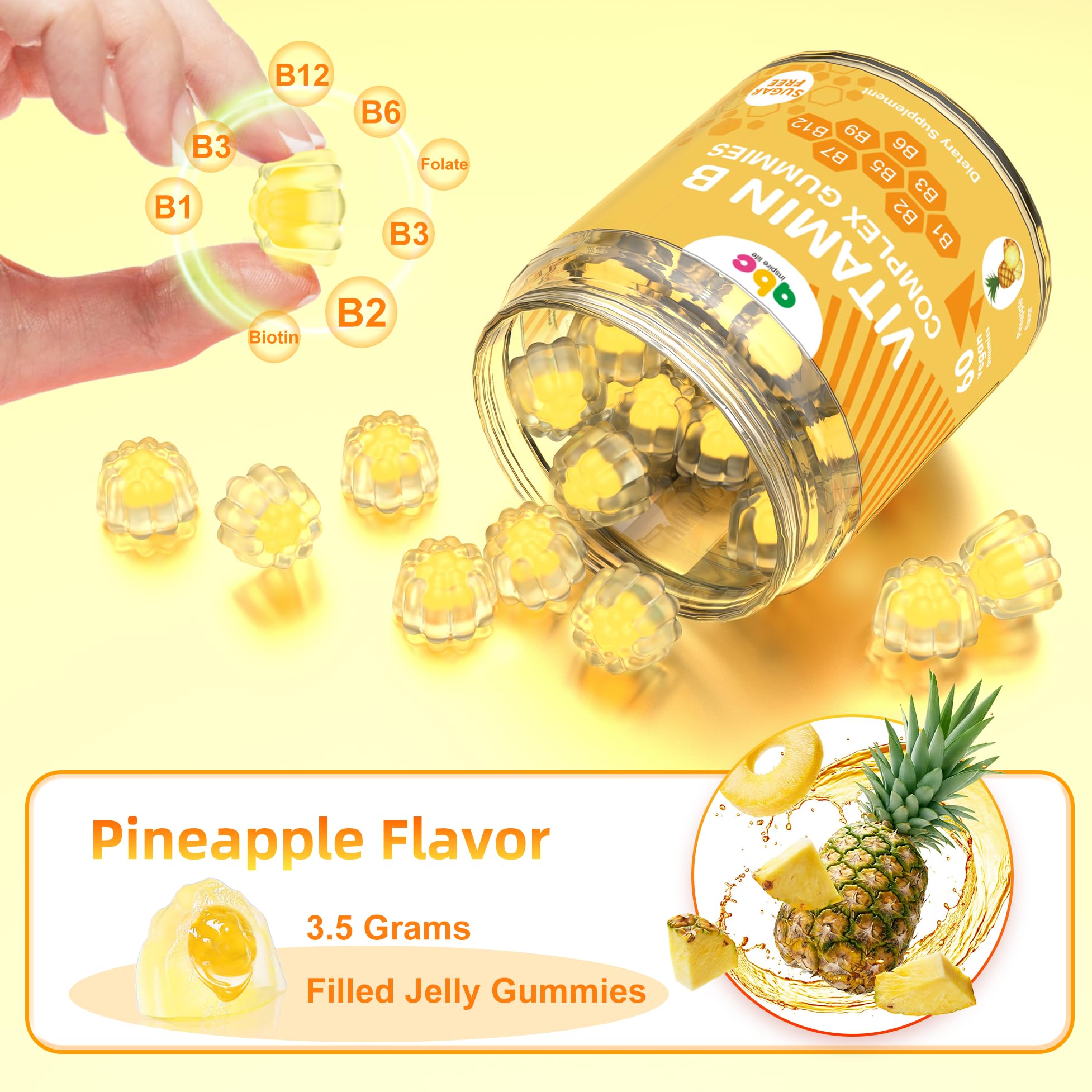 NEWOLITE Vitamin B Complex Gummies for Adult Kid-Pineapple Flavor-Chewable Supplement with 8 Essential B Vitamins NEWOLITE buy supplements canada
