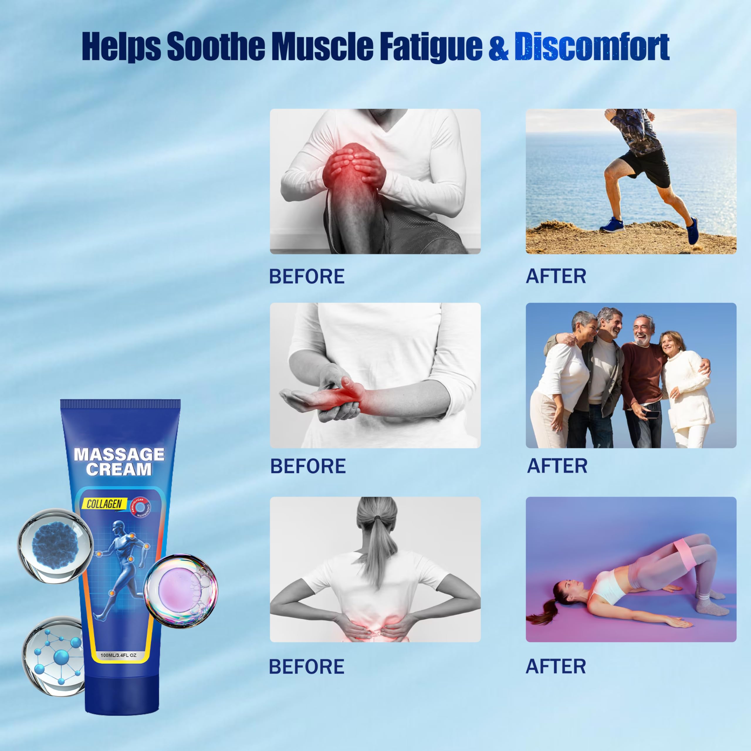 Soothing Cooling Gel for Muscle Tightness – Fast Absorbing Formula with Aloe Vera, Menthol & Tea Tree Oil | Sports & Daily Body Care Gel for Women & Men | Non-Greasy, Refreshing Feel (100ML/3.4oz) MIsiyuo buy supplements canada