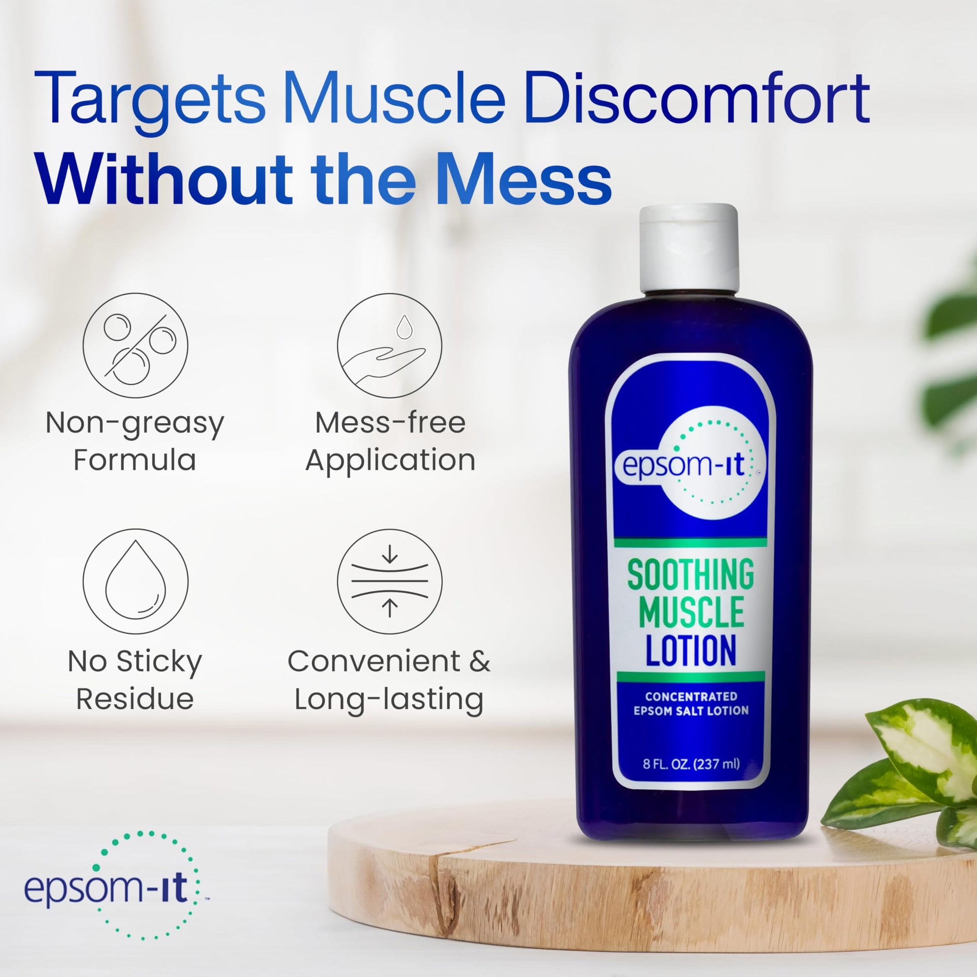 Epsom-It Soothing Muscle Magnesium Lotion – Epsom Salt Topical Cream with Arnica and Magnesium Sulfate - Designed for Muscle Stiffness, Leg Cramps, Feet, Knees and Achy Feet - 8.0 oz EPSOM-IT buy supplements canada