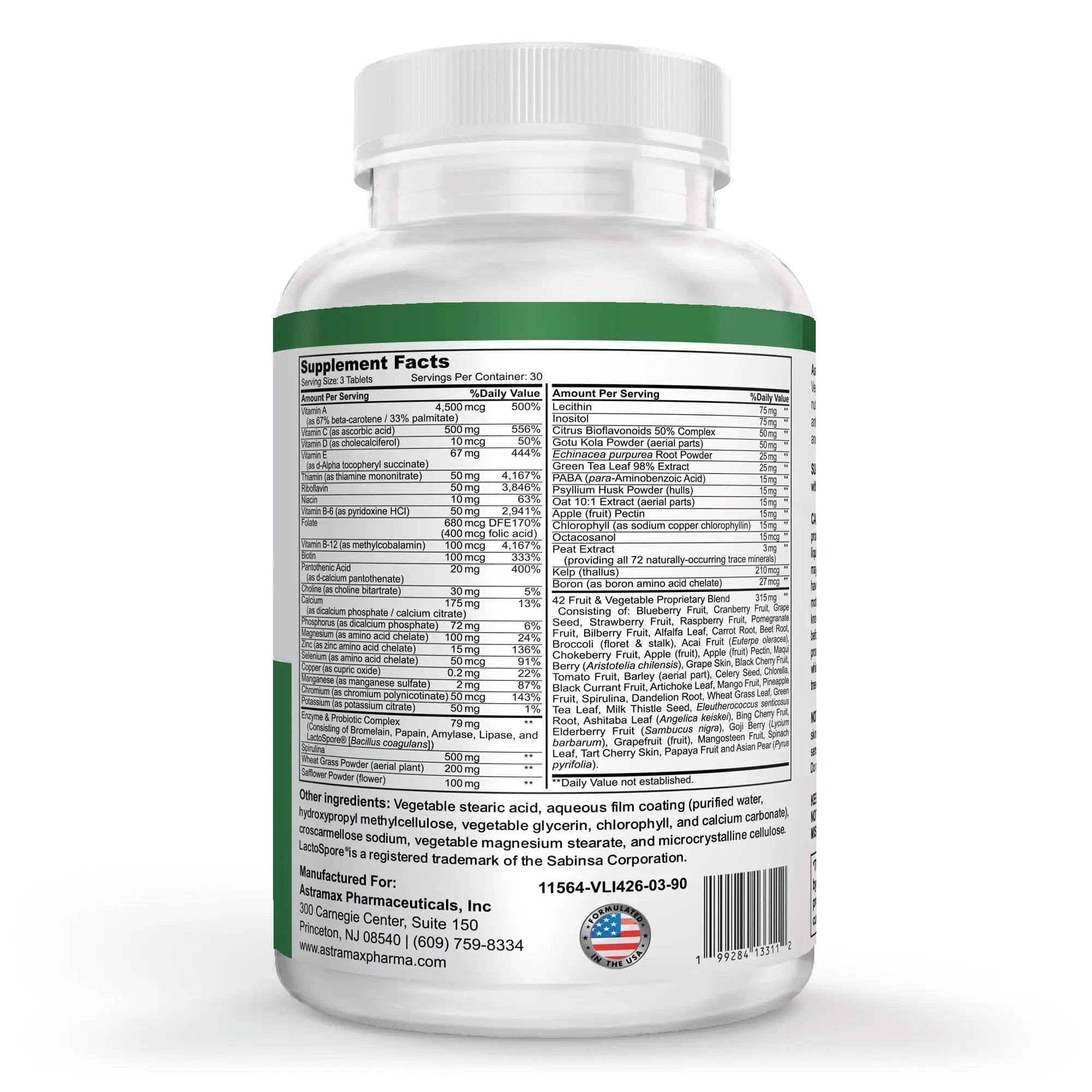 Astramax Advanced Vegan Multivitamin | Whole Food-Based Vitamin & Mineral Complex with 26 Nutrients, B12, D3, Probiotics & 42 Superfoods | Astramax buy supplements canada