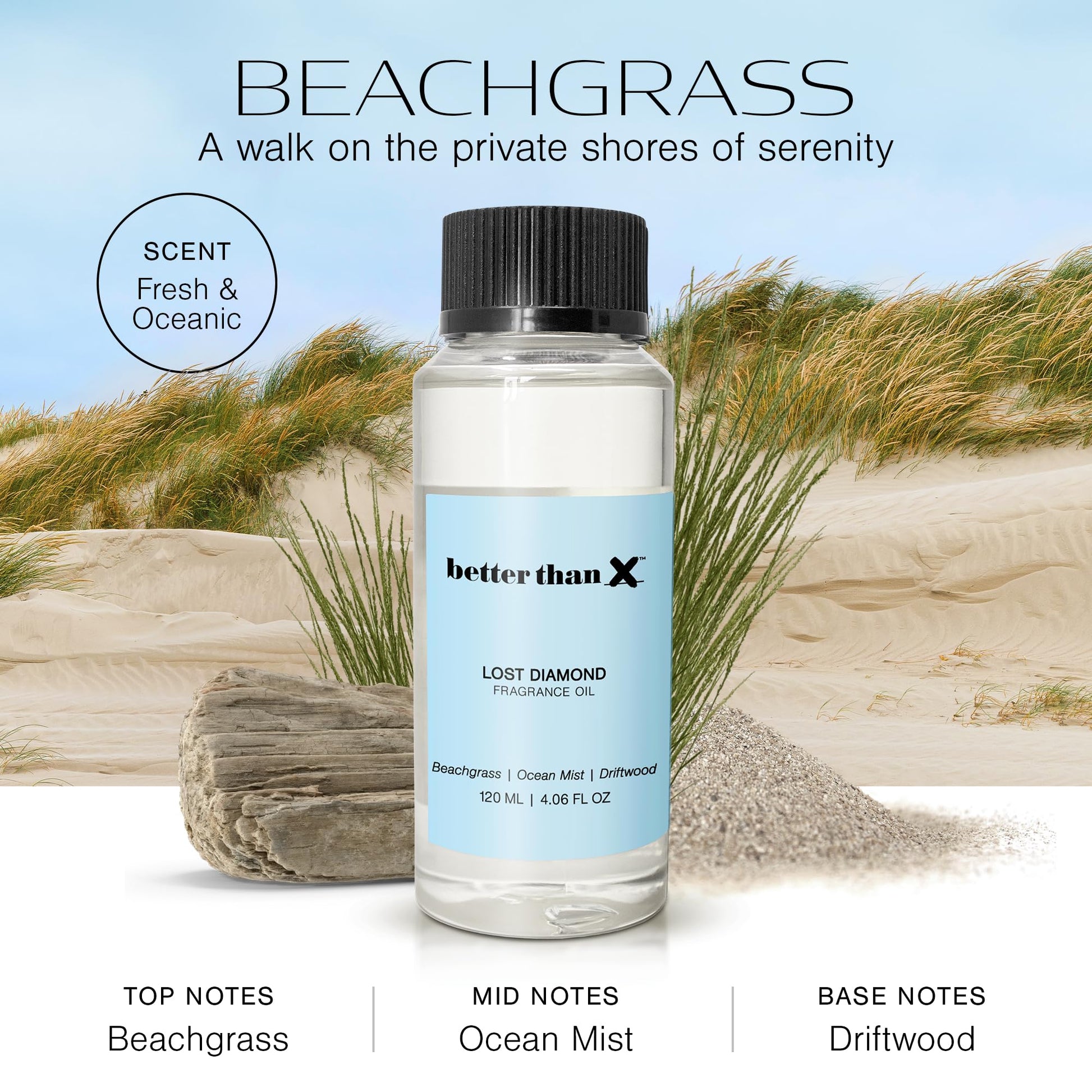 Better Than X Beachgrass Fragrance Oil - Lost Diamond Oceanic Scent for Diffusers - Premium Scent BETTER THAN X buy supplements canada