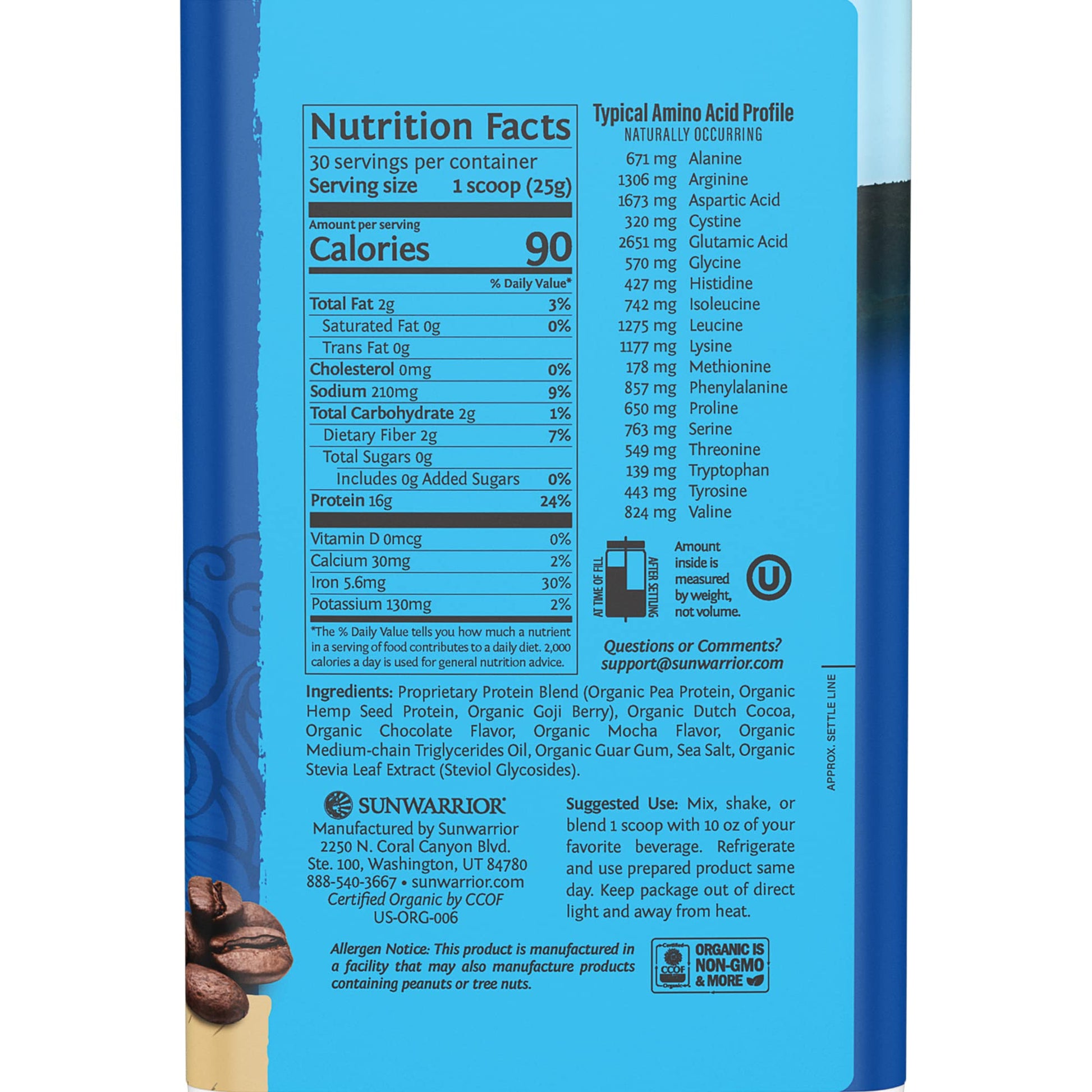 Vegan Protein Powder with BCAA | Organic Hemp Seed Protein Gluten Free Non-GMO Sunwarrior buy supplements canada