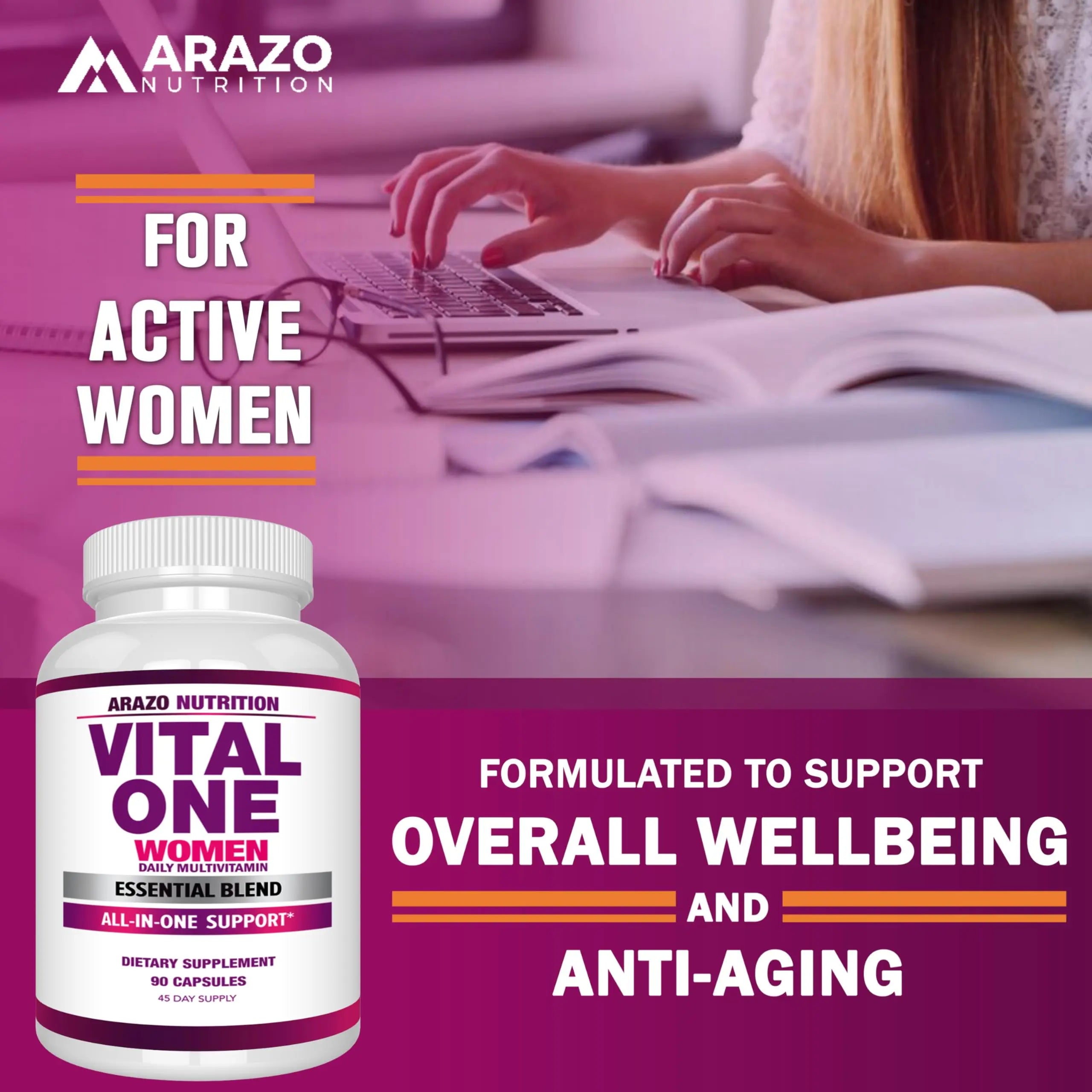 Arazo Nutrition Vital One Multivitamin for Women - Daily Wholefood Supplement - 90 Vegan Capsules Arazo Nutrition buy supplements canada