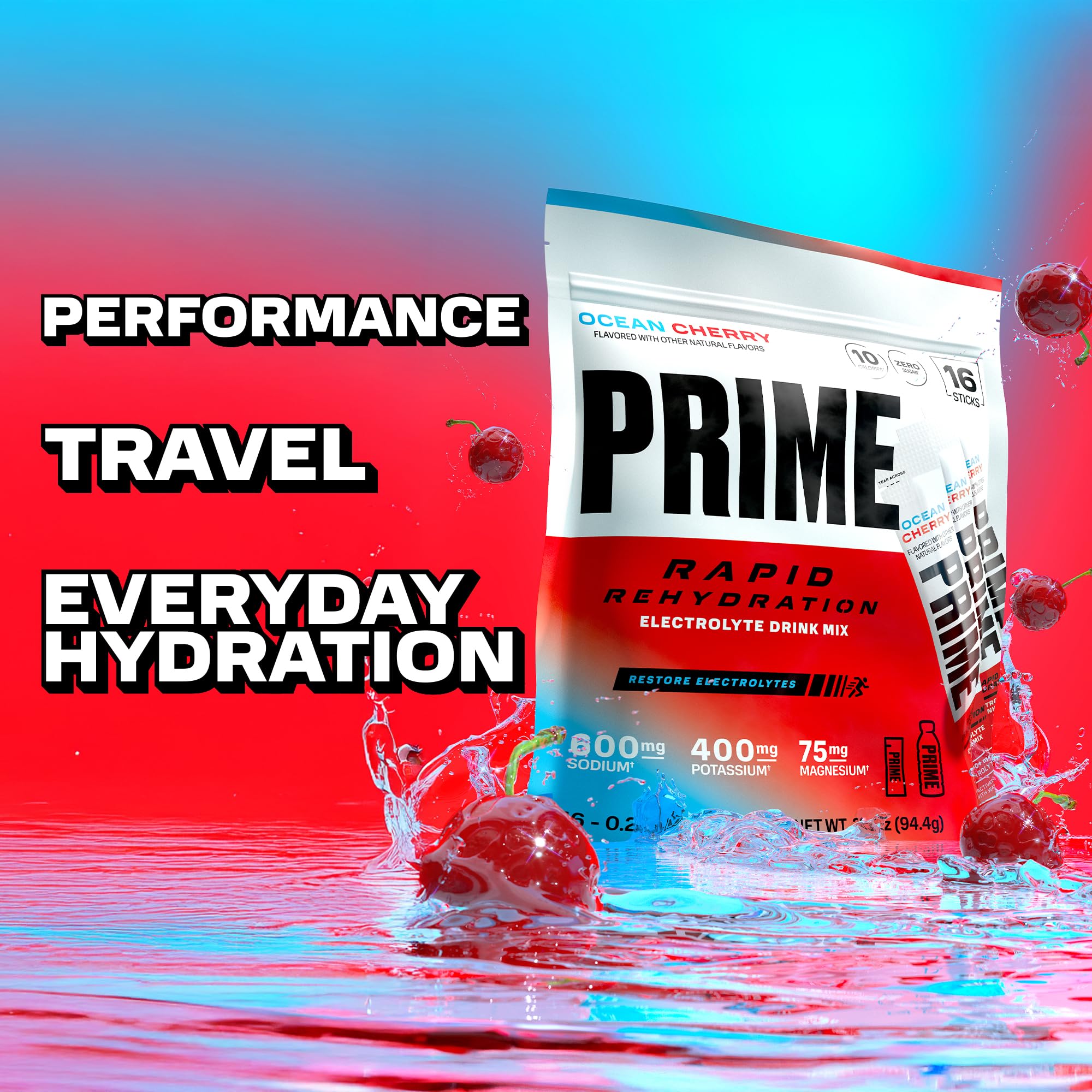 Prime Rapid Rehydration Electrolyte Powder Sticks, Ocean Cherry, Sugar Free Hydration Drink Mix with Sodium, Potassium, Magnesium & B Vitamins PRIME HYDRATION buy supplements canada