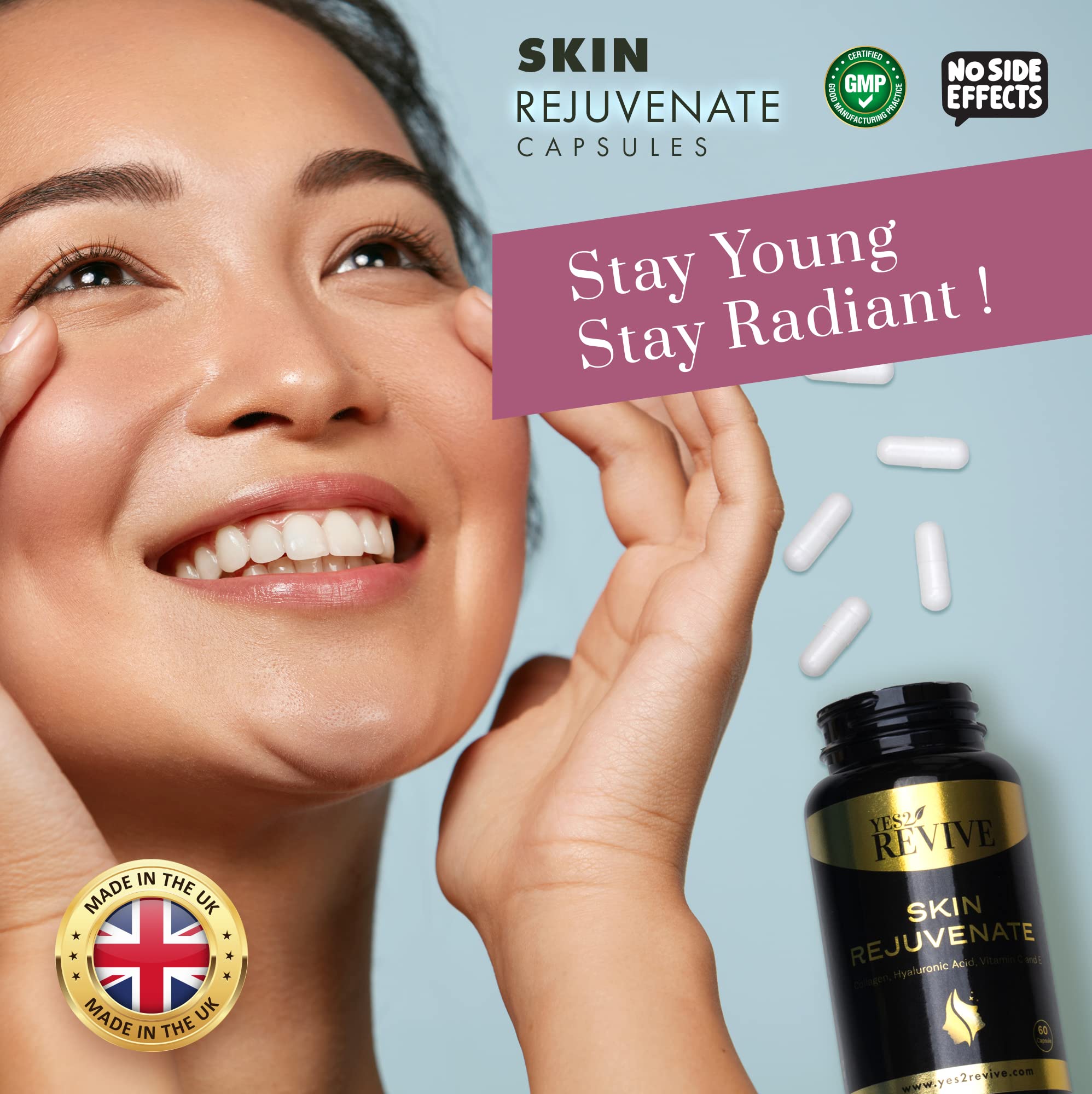 YES2 REVIVE Marine Collagen Capsules - Enhanced with Hyaluronic Acid Vitamin C & E Skin Rejuvenate YES2 REVIVE buy supplements canada