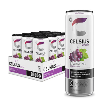 CELSIUS Sparkling Grape Rush, Functional Essential Energy Drink 12 Fl Oz (Pack of 12) CELSIUS buy supplements canada