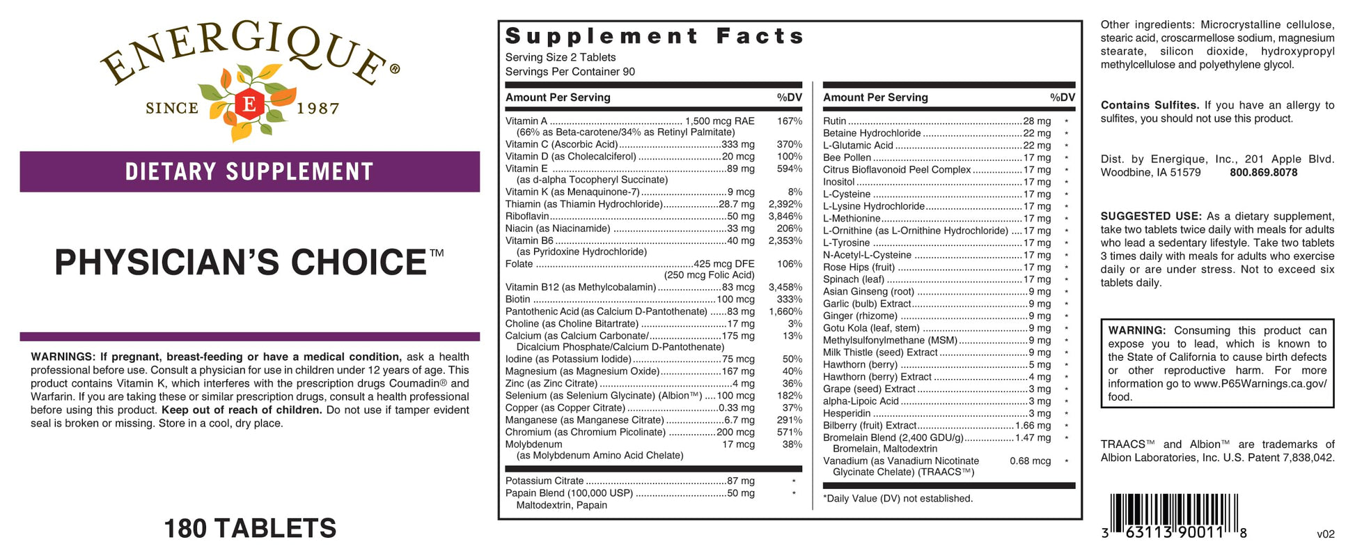 Energique Physician's Choice multivitamin Providing Optimal doses of Essential Vitamins and Minerals. Energique buy supplements canada