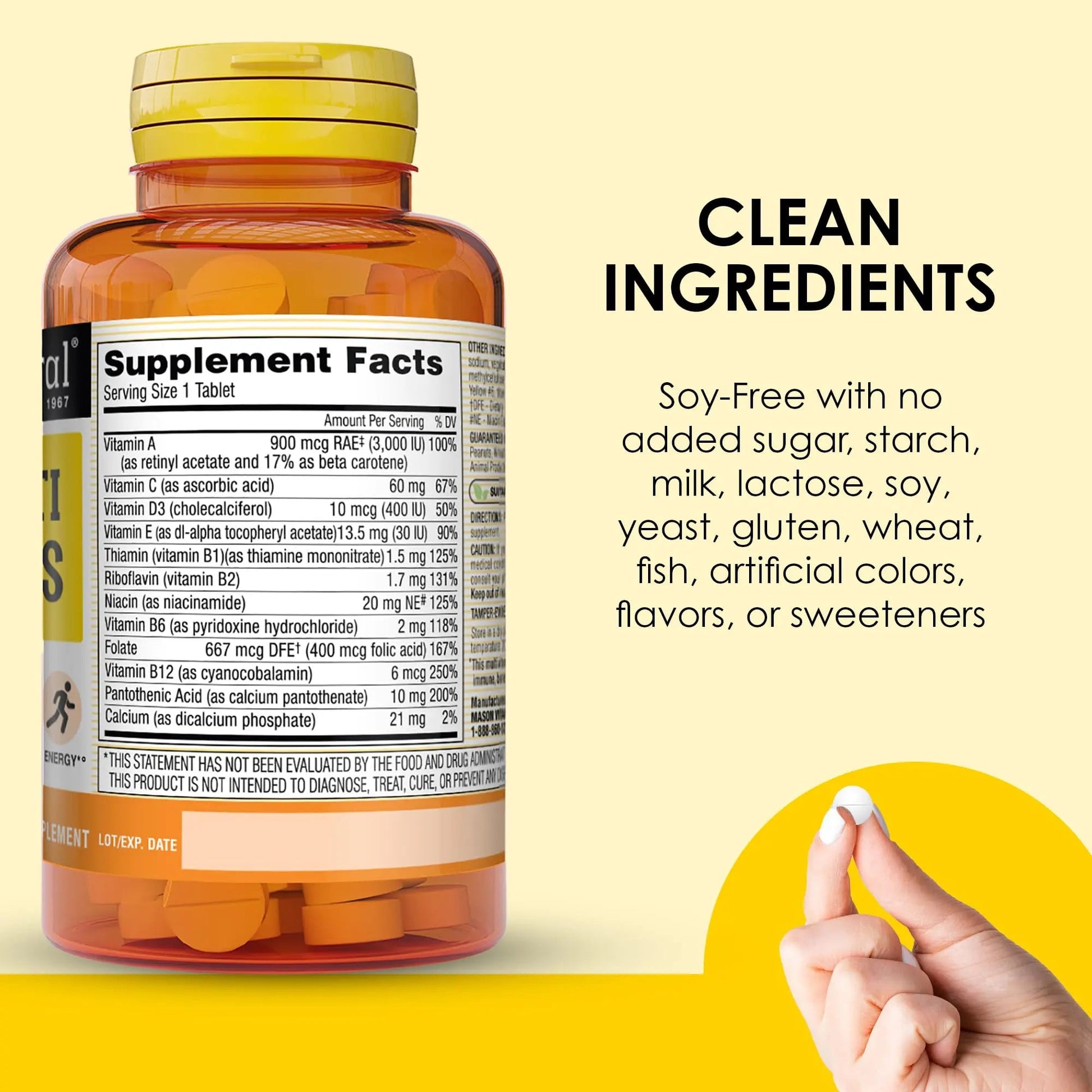 MASON NATURAL Mini Multi Vitamins, Vitamins A, C, D3, E, B1, B2, B3, B6, B12, Folate and Calcium for Overall Health, 1 Year Supply MASON NATURAL buy supplements canada