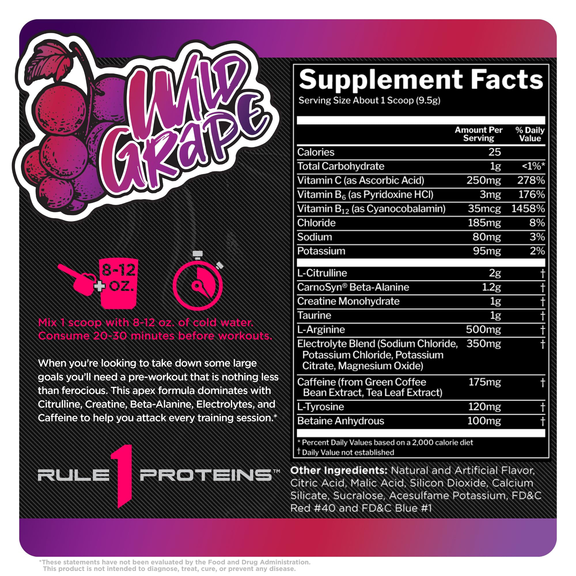 Rule 1 R1 Roar, Wild Grape - 10.05 oz - Pre-Workout Powder - with Creatine, Beta-Alanine Rule 1 Proteins buy supplements canada