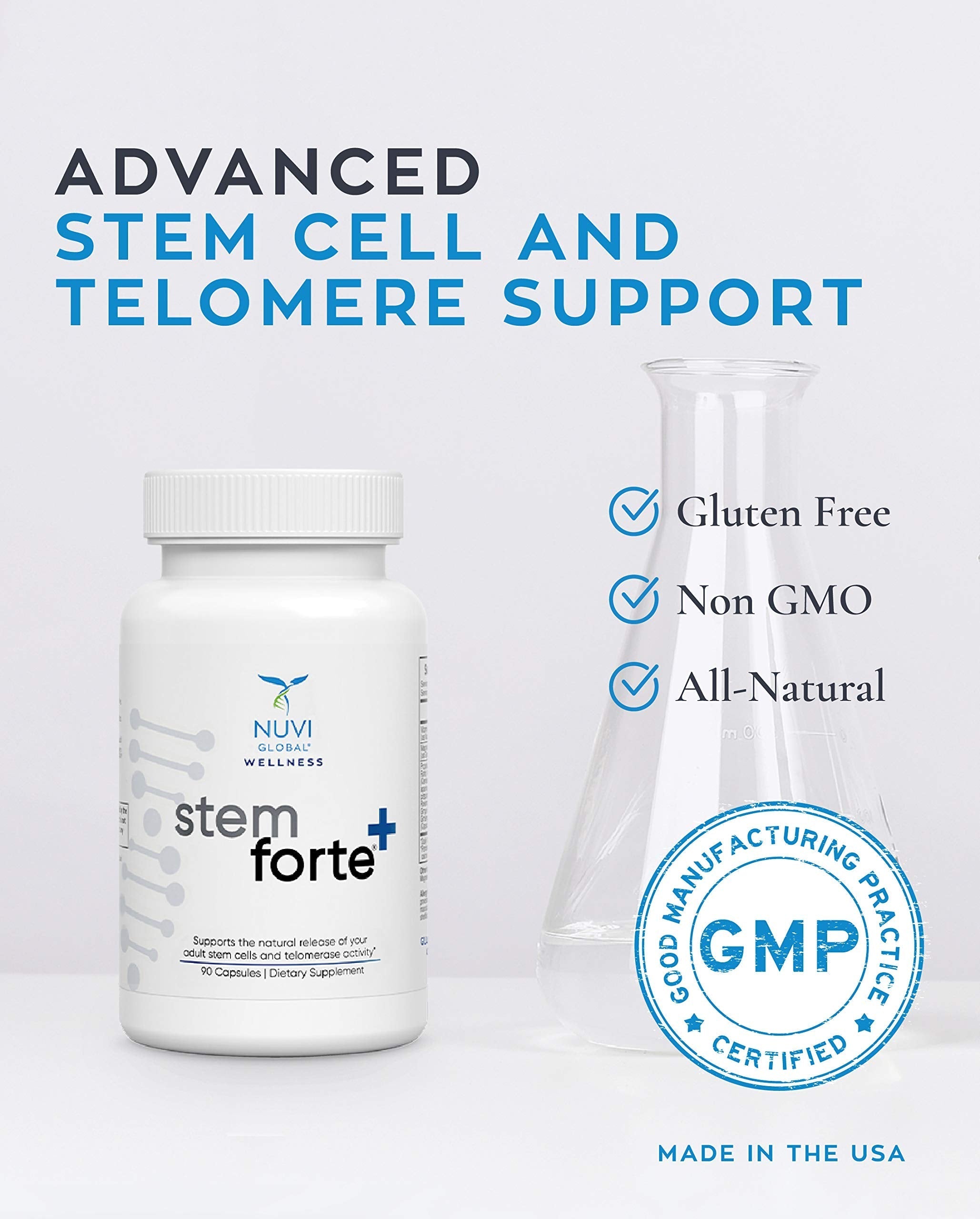 NuVi Global Stemforte Plus Stem Cell and Telomere Supplements – Cell Regeneration, Cell Growth & Telomere Support for Healthy Aging & Cellular Health – 90 Capsules for Men & Women NuVi Global buy supplements canada