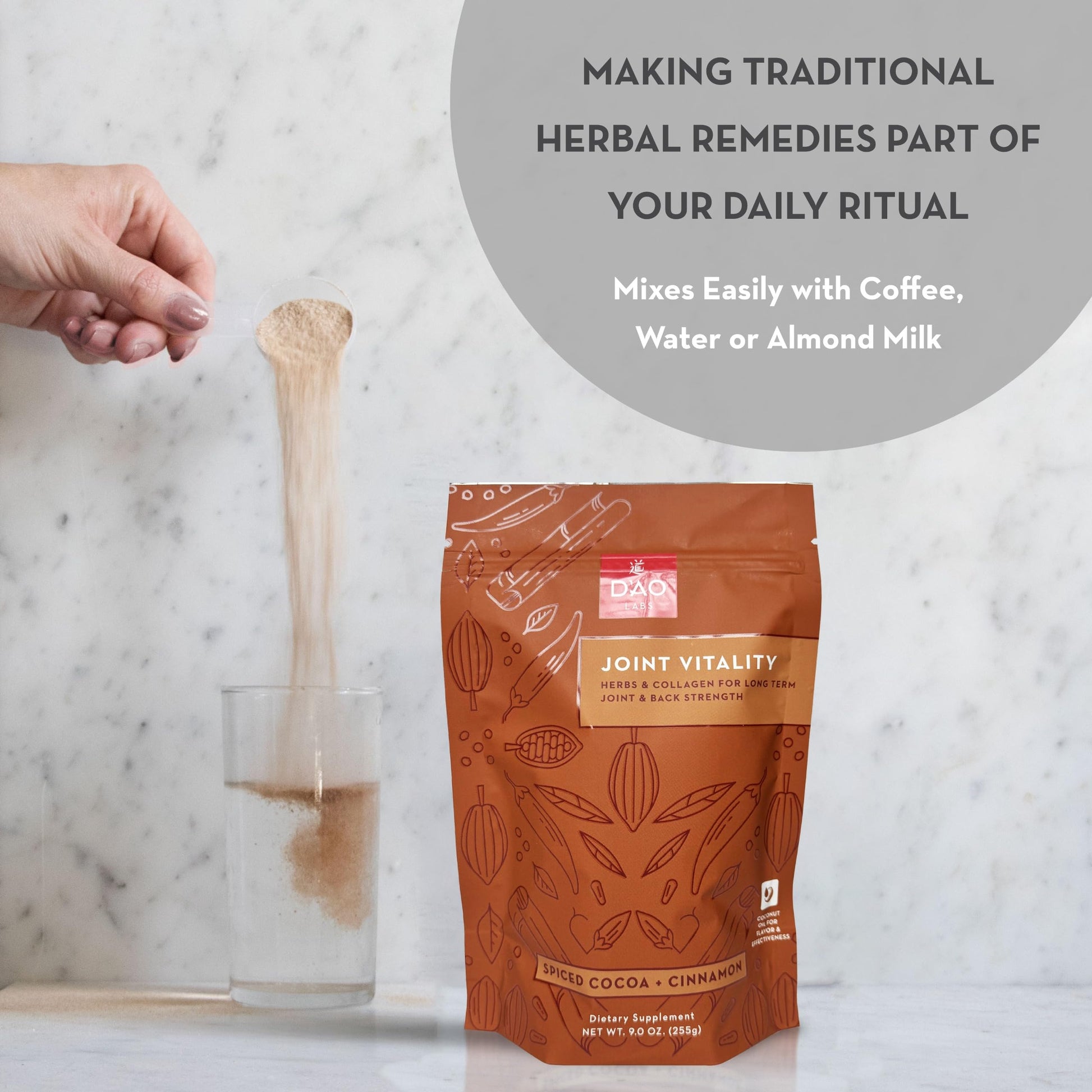 D'AO Labs Joint Vitality Powder - Joint Support - Du Huo Ji Shen Tang Traditional Chinese Herbal - Increased Mobility & Flexibility - Spiced Cocoa & Cinnamon Flavor - 15 Servings DAO Labs buy supplements canada