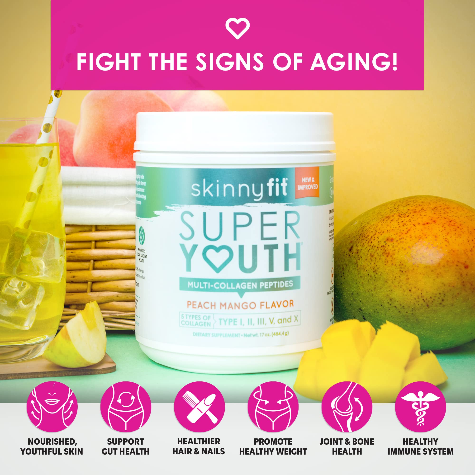 SkinnyFit Super Youth Multi-Collagen Peptides Plus Apple Cider Vinegar, Hyaluronic Acid SkinnyFit buy supplements canada