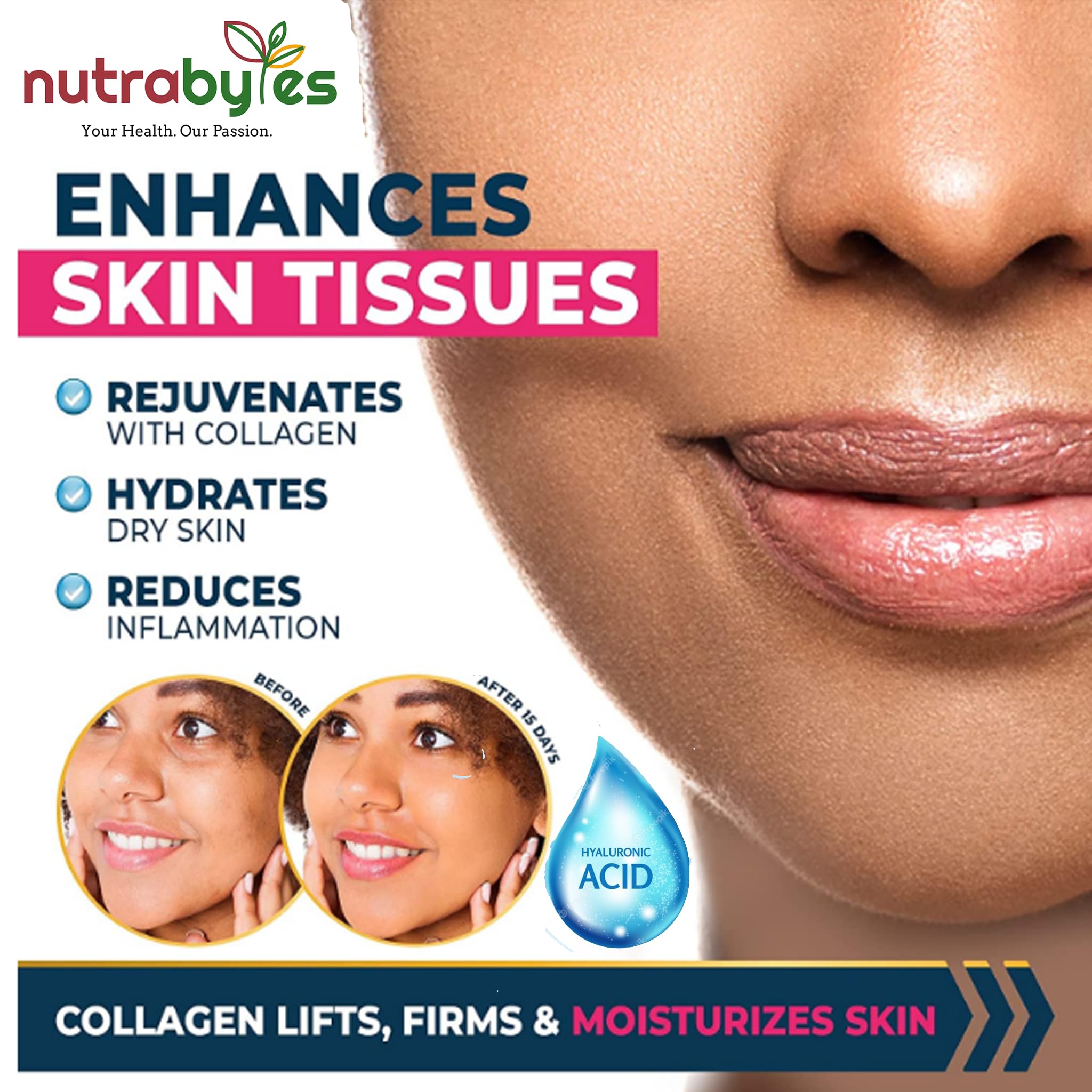 High Strength Marine Collagen with Hyaluronic Acid, Retinol and Vitamin C | 180 Capsules - 3 Months Supply NUTRABYTES buy supplements canada