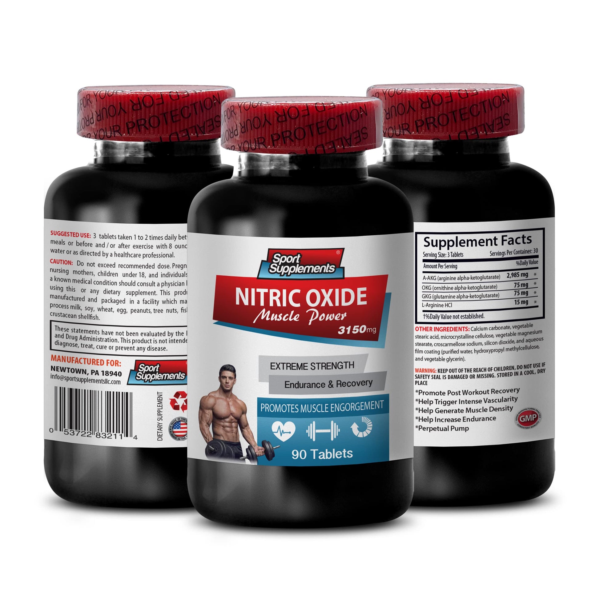 Nitric Oxide boosters with arginine - Nitric Oxide Muscle Power 3150mg - Improves Circulation Sport Supplements buy supplements canada