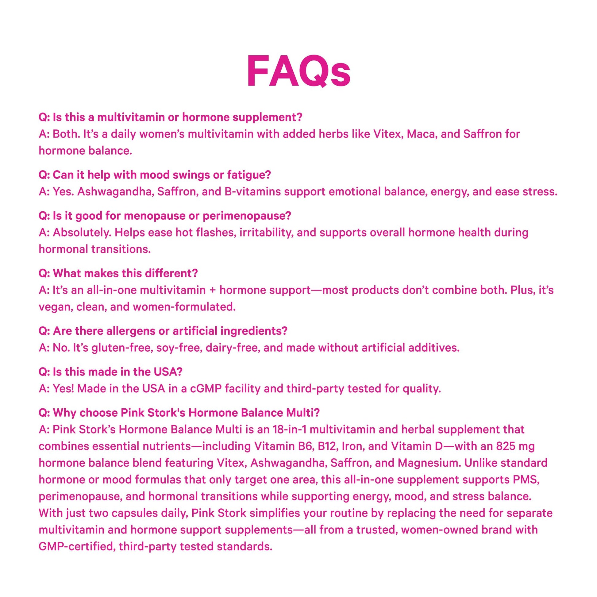 Pink Stork Hormone Balance Multivitamin for Women | 18-in-1 Vitex, Saffron, Ashwagandha, Magnesium | Mood, Energy, Cortisol, Adrenal Support | PMS, Perimenopause Support | 60 Vegan Capsules Pink Stork buy supplements canada