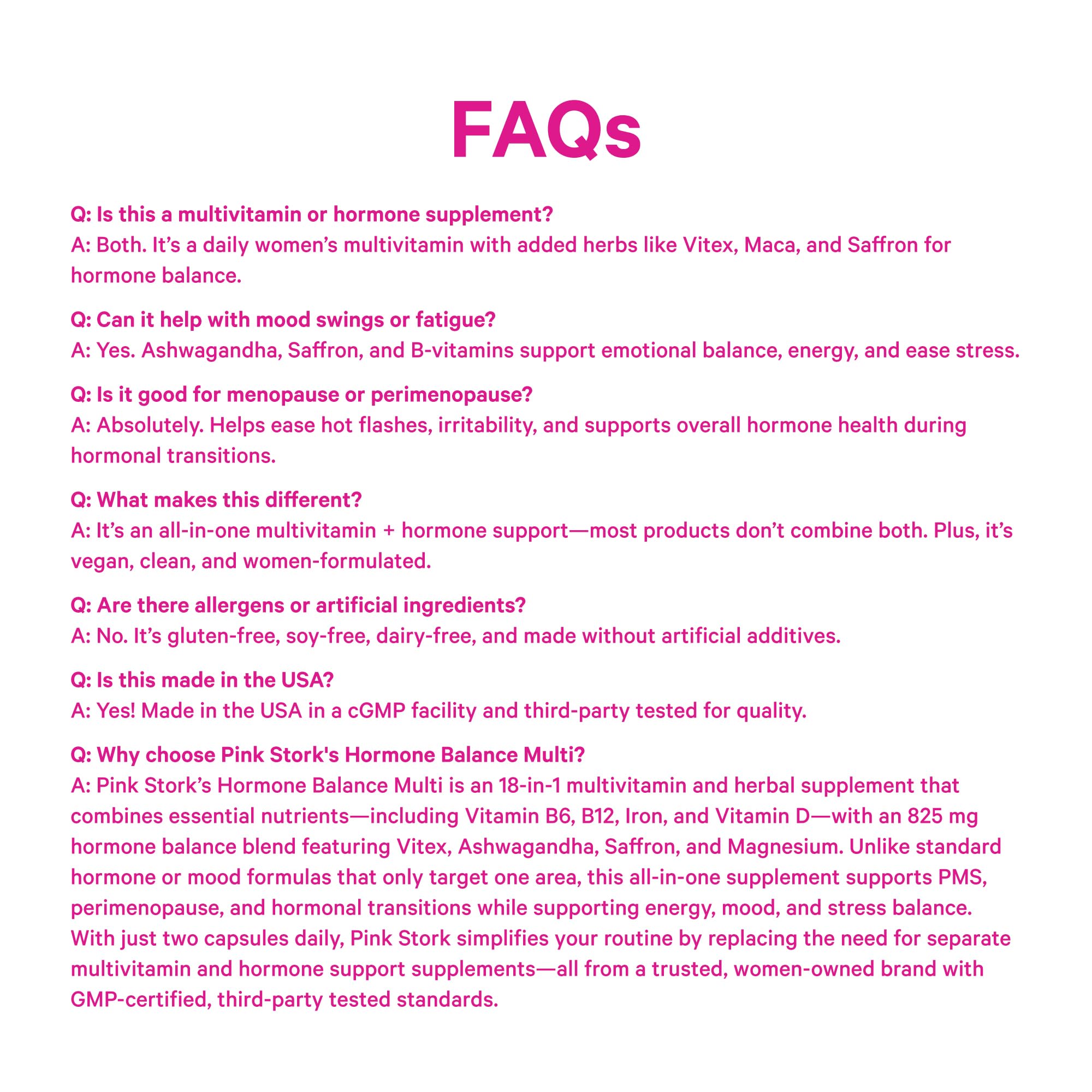 Pink Stork Hormone Balance Multivitamin for Women | 18-in-1 Vitex, Saffron, Ashwagandha, Magnesium | Mood, Energy, Cortisol, Adrenal Support | PMS, Perimenopause Support | 60 Vegan Capsules Pink Stork buy supplements canada