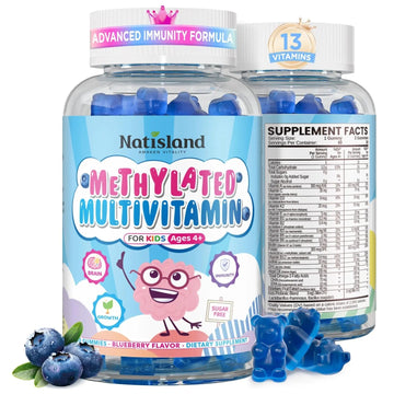 Kids Methylated Multivitamin - MTHFR Multivitamin for Kids & Teens 4+, L Methylfolate & B12, 13 Vitamins, Vegan Omega-3 NATISLAND buy supplements canada
