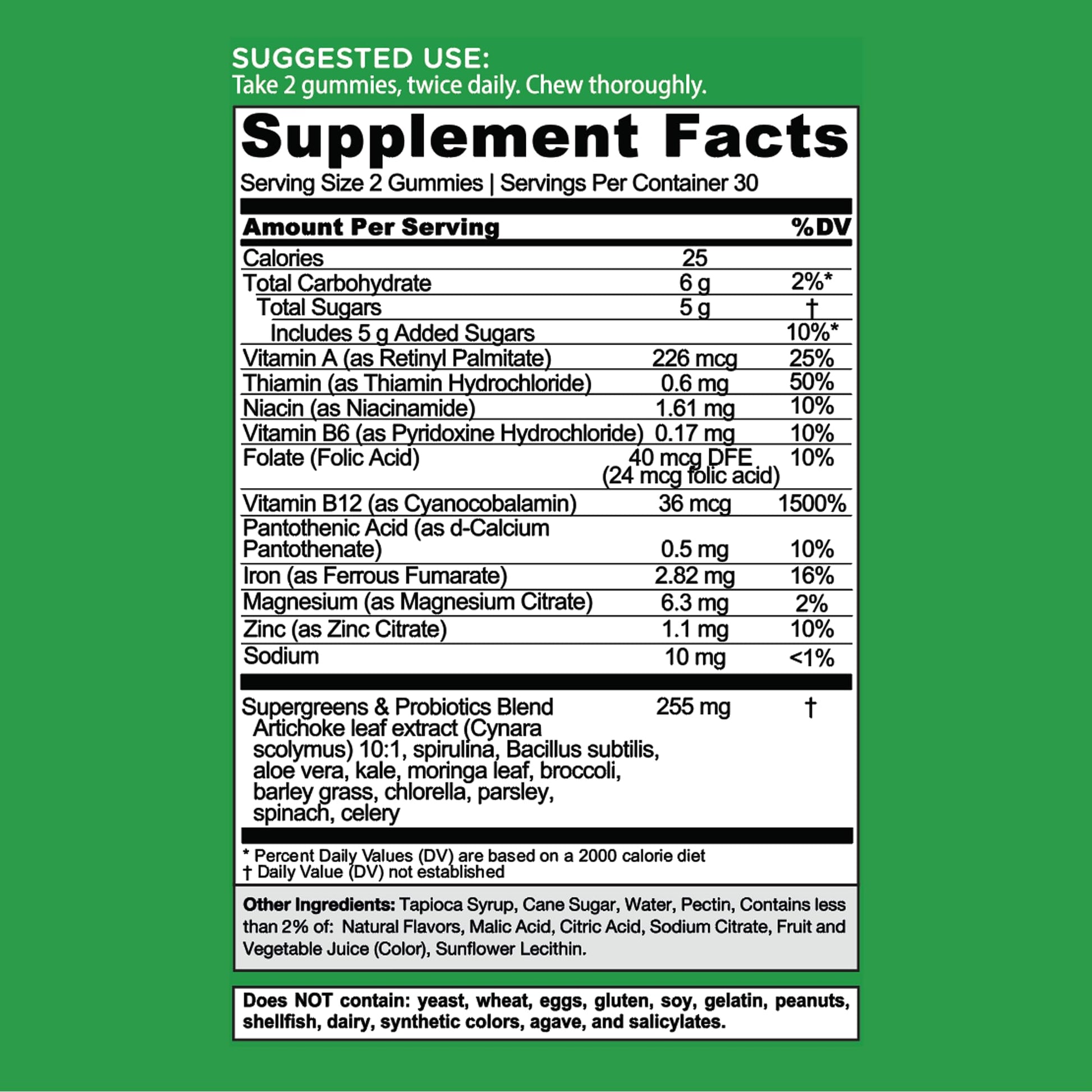 Goli Supergreens Gummies with Probiotics - Artichoke Leaf Extract, Spirulina, Kale, Vitamins A, B6, B12 - Vegan, Gluten-Free, Non-GMO Goli buy supplements canada