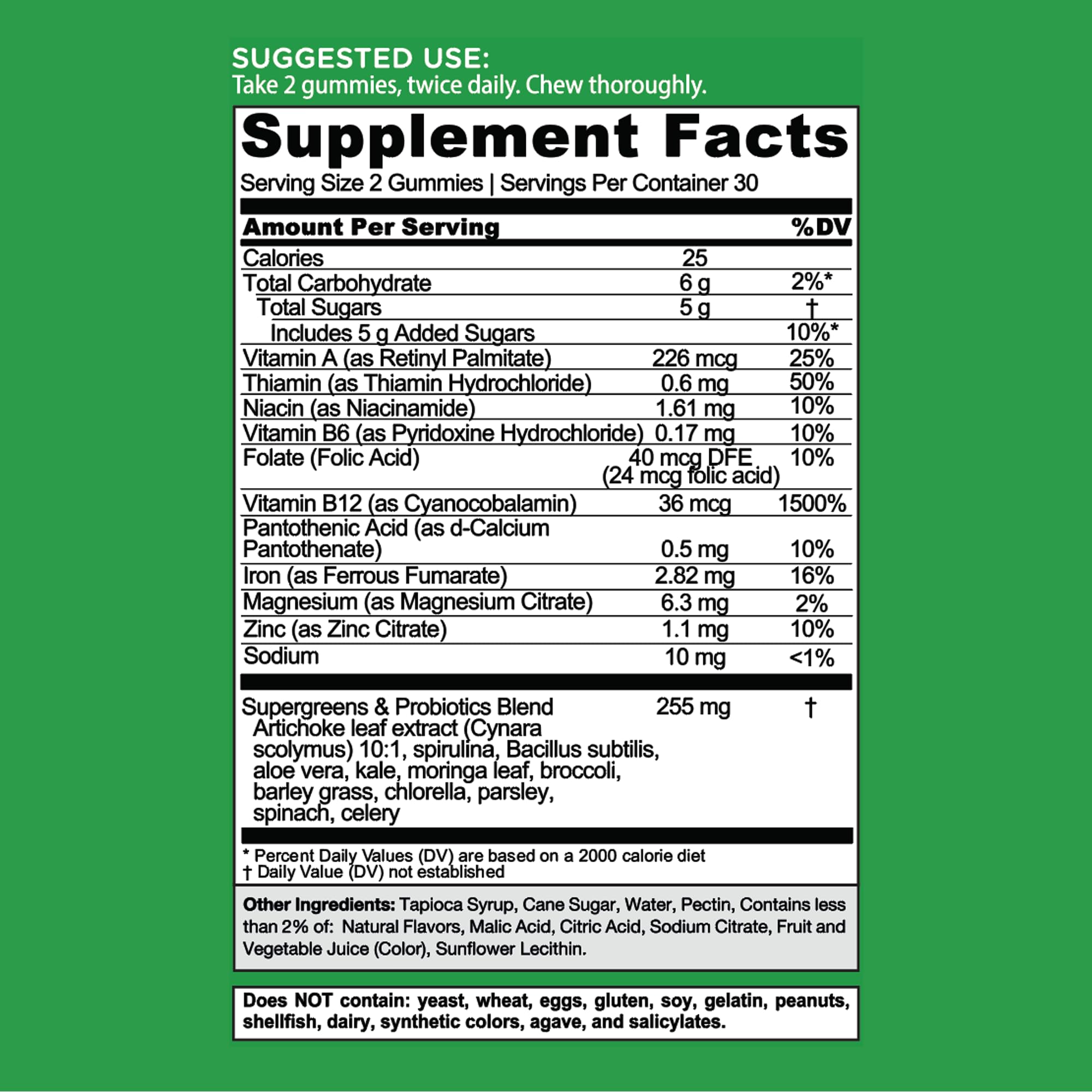 Goli Supergreens Gummies with Probiotics - Artichoke Leaf Extract, Spirulina, Kale, Vitamins A, B6, B12 - Vegan, Gluten-Free, Non-GMO Goli buy supplements canada