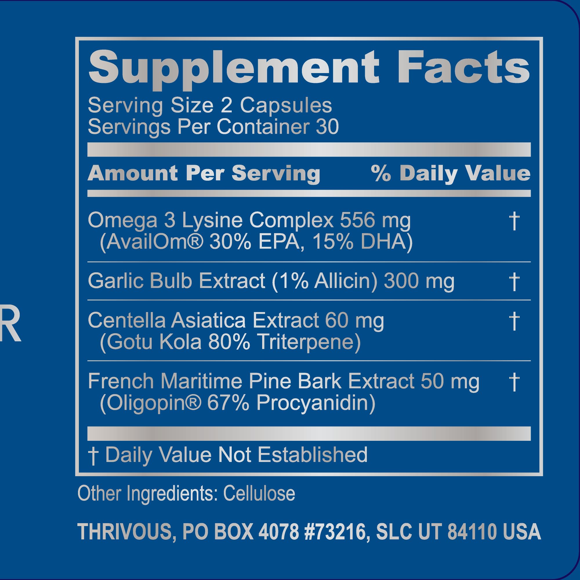 Thrivous Omega Cardioprotector – Advanced Heart & Circulation Support Supplement with AvailOm Omega-3, Garlic, Gotu Kola, Oligopin Pine Bark – 60 Vegan Capsules Thrivous buy supplements canada