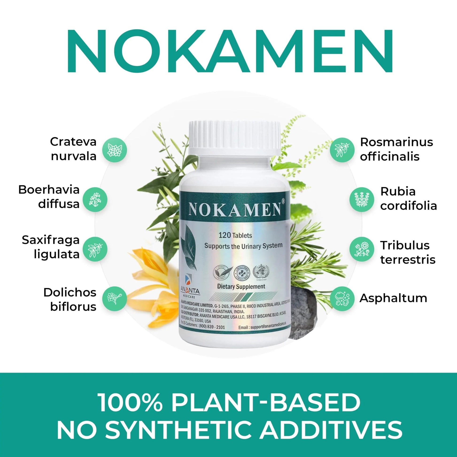 Ananta Medicare USA NOKAMEN – Kidney & Urinary Tract Support Herbal Formula, 120 Tabs Ananta Medicare USA buy supplements canada