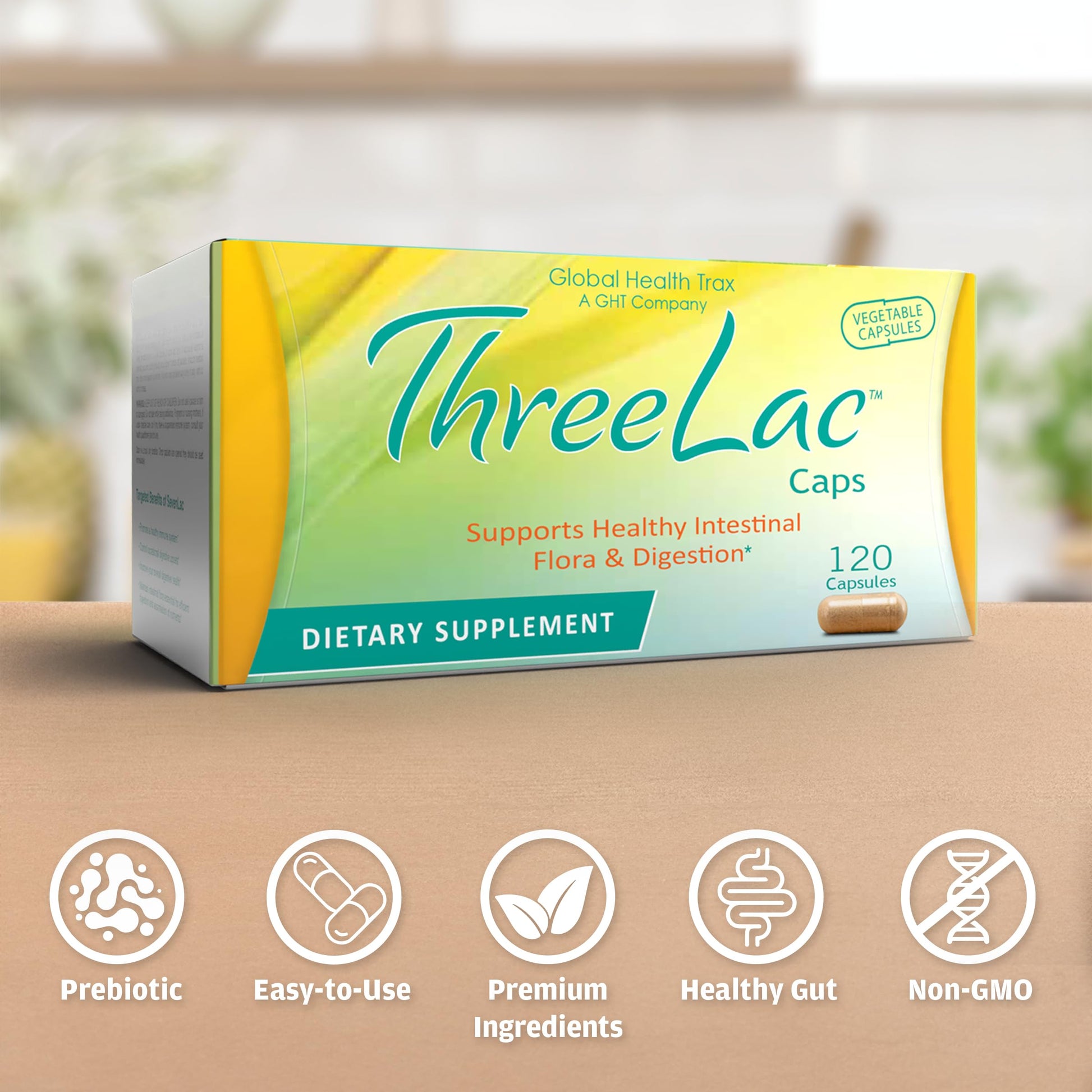 Global Health Trax GHT - ThreeLac Probiotic Capsules, 120 Count - Comprehensive Digestive Support for Men, Women, and Children - Immune System and Gut Balance, Non-GMO ght Global Health Trax buy supplements canada